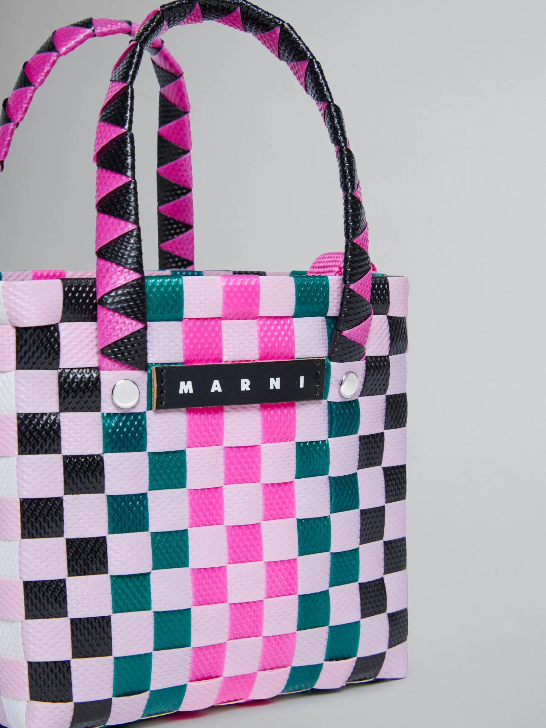 Marni Multicolor Woven Micro Basket Bag LILAC SACKET/BLACK/PINE GREEN Hot