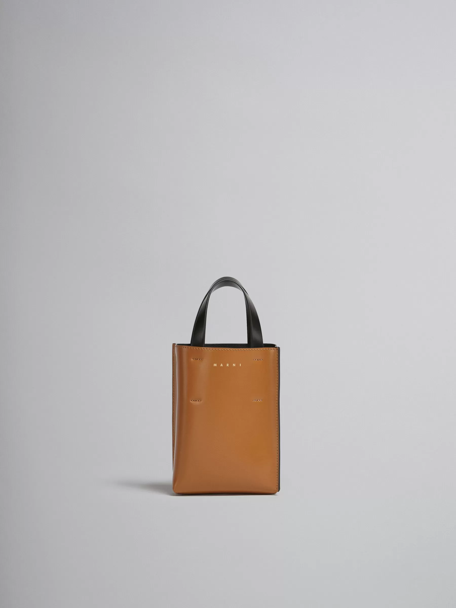 Marni Museo Nano Bag In Brown And Black Leather POMPEII/BLACK New