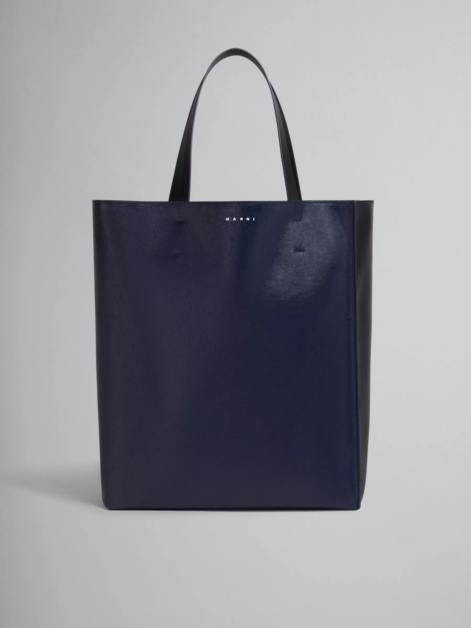 Marni Museo Soft Large Bag In Black And Blue Leather NAVYBLUE/BLACK New