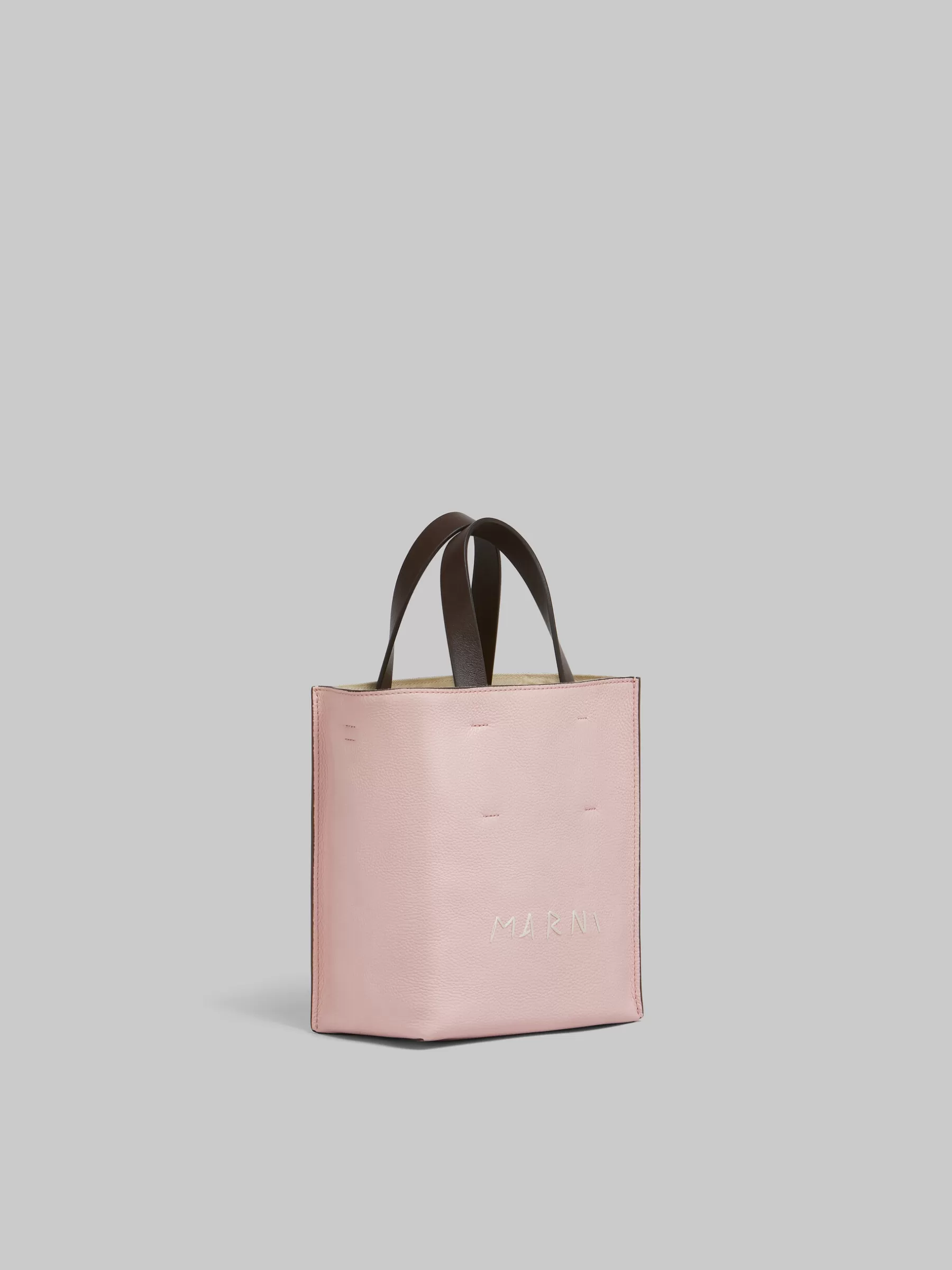 Marni Museo Soft Mini Bag In Pink Colour-block Leather With Mending LEADEN BLUE/FROST New