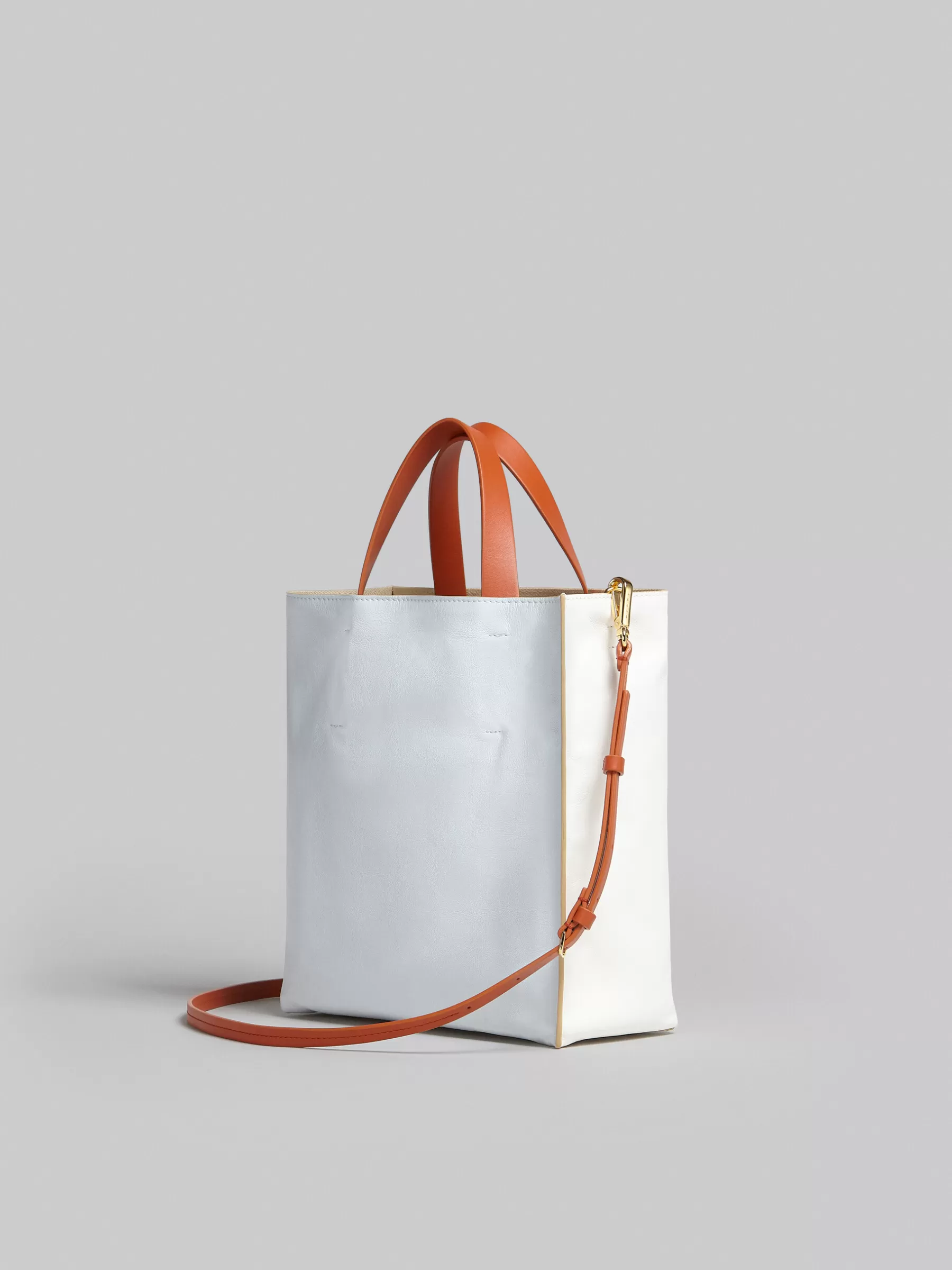 Marni Museo Soft Small Bag In White And Light Blue Leather LILYWHITE/CLOUD Discount