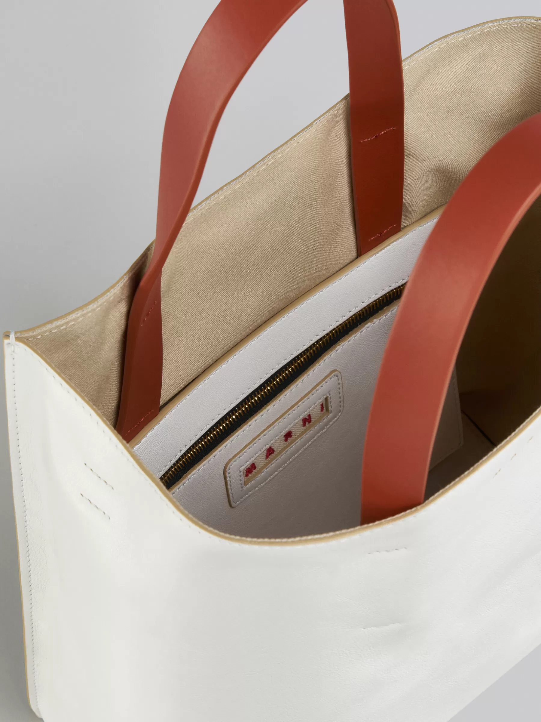 Marni Museo Soft Small Bag In White And Light Blue Leather LILYWHITE/CLOUD Discount