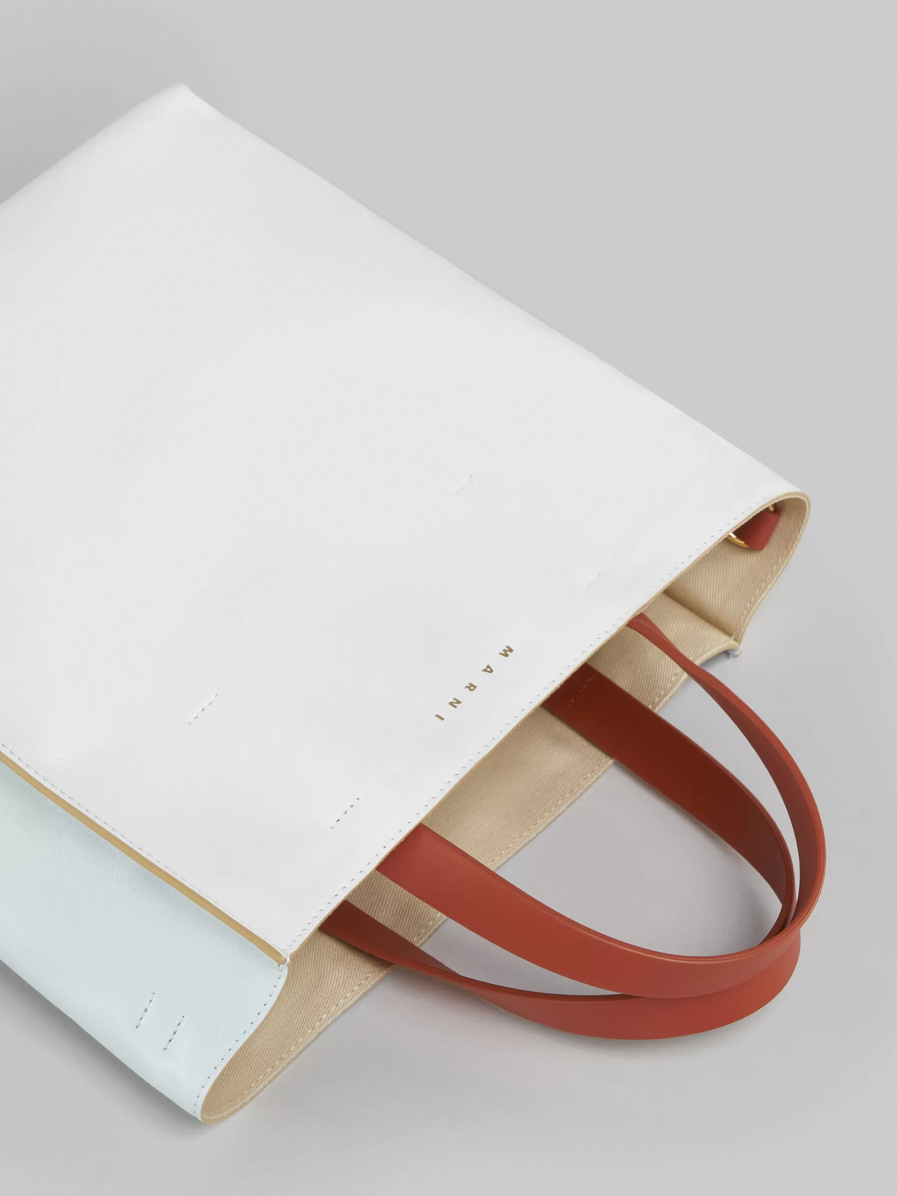 Marni Museo Soft Small Bag In White And Light Blue Leather LILYWHITE/CLOUD Discount