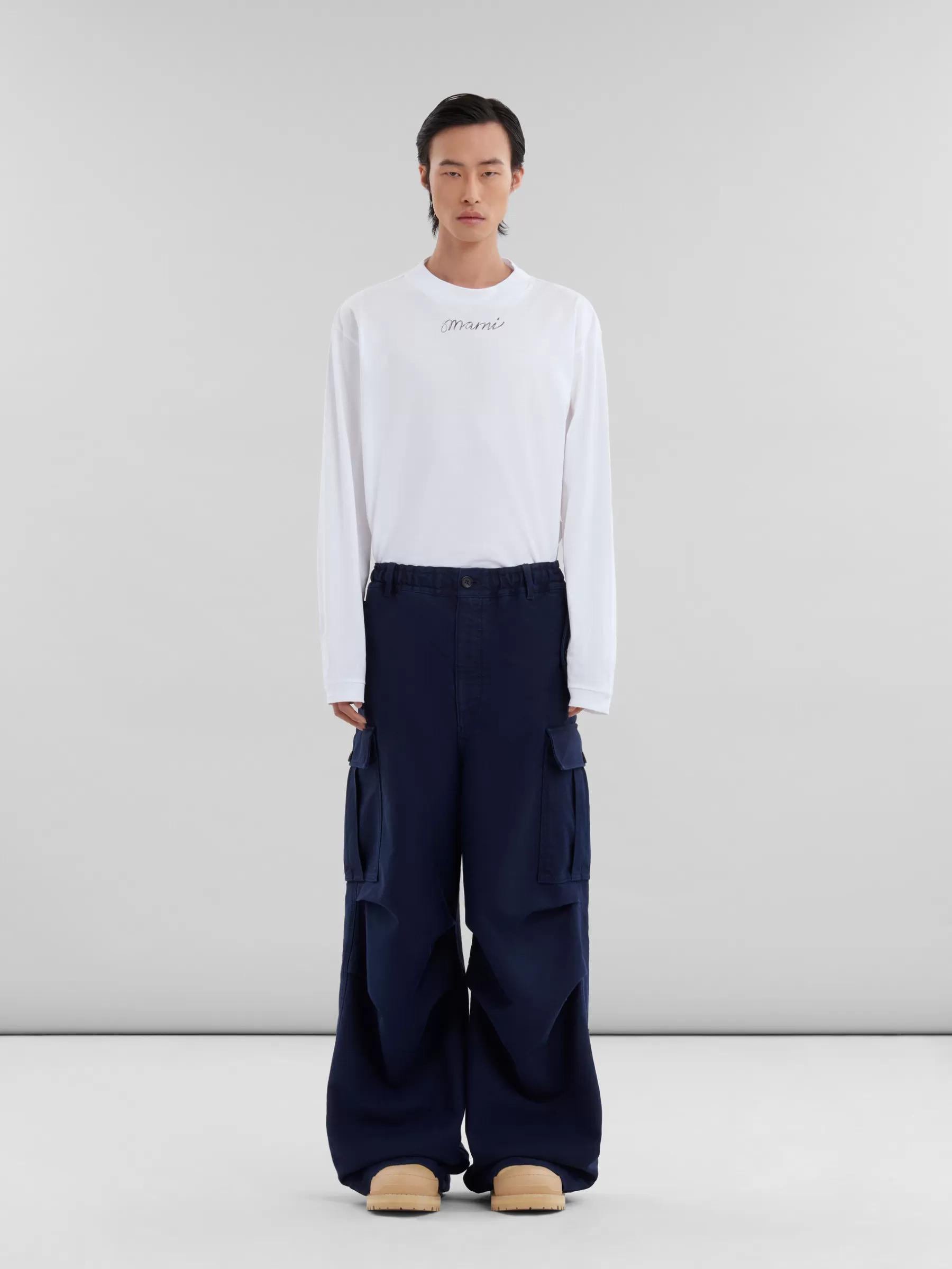 Marni Navy Organic Moleskin Cargo Pants LIGHTNAVY Hot