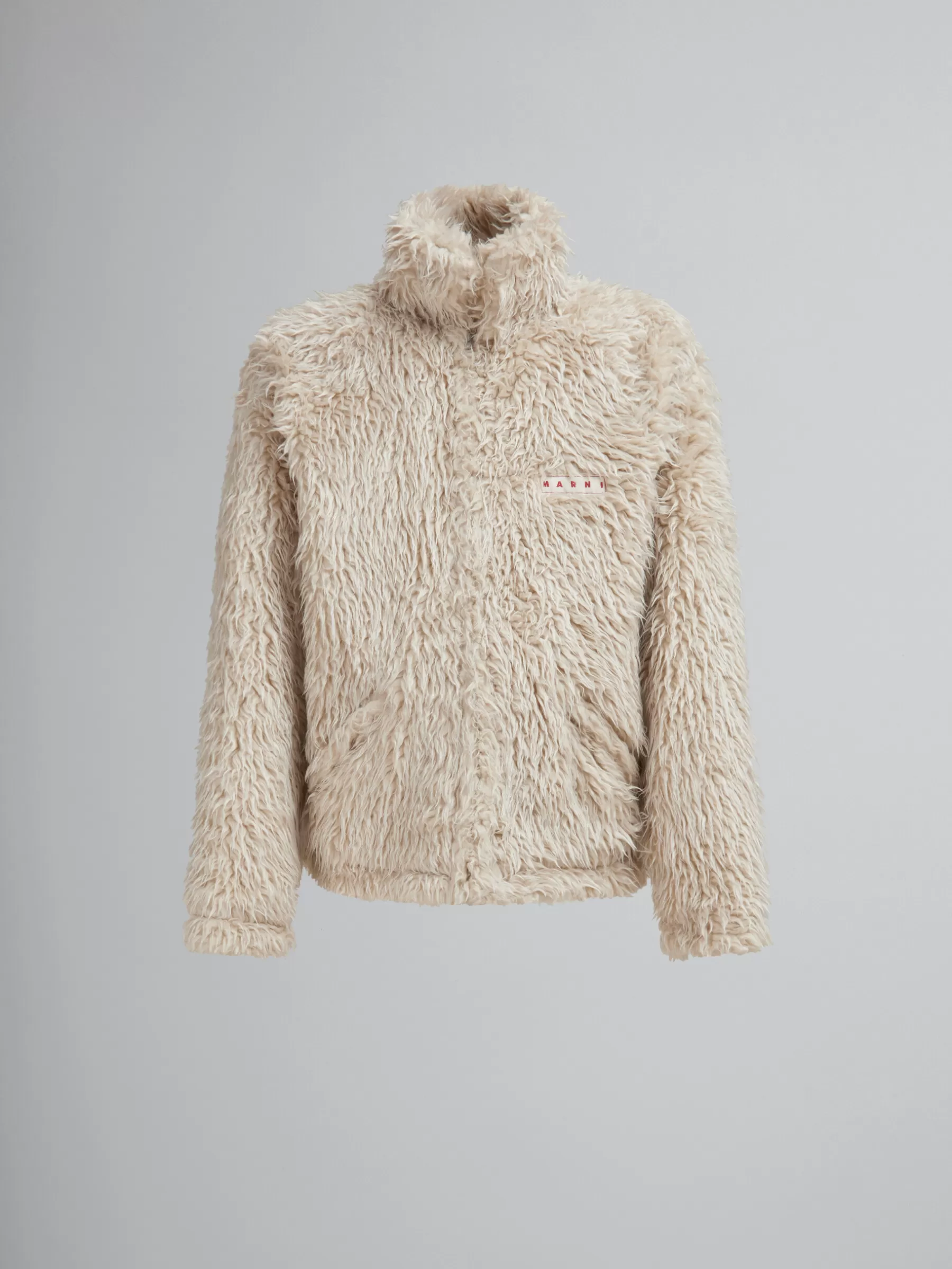 Marni Oat Shaggy Jacket With Detachable Hood GLASS Best Sale