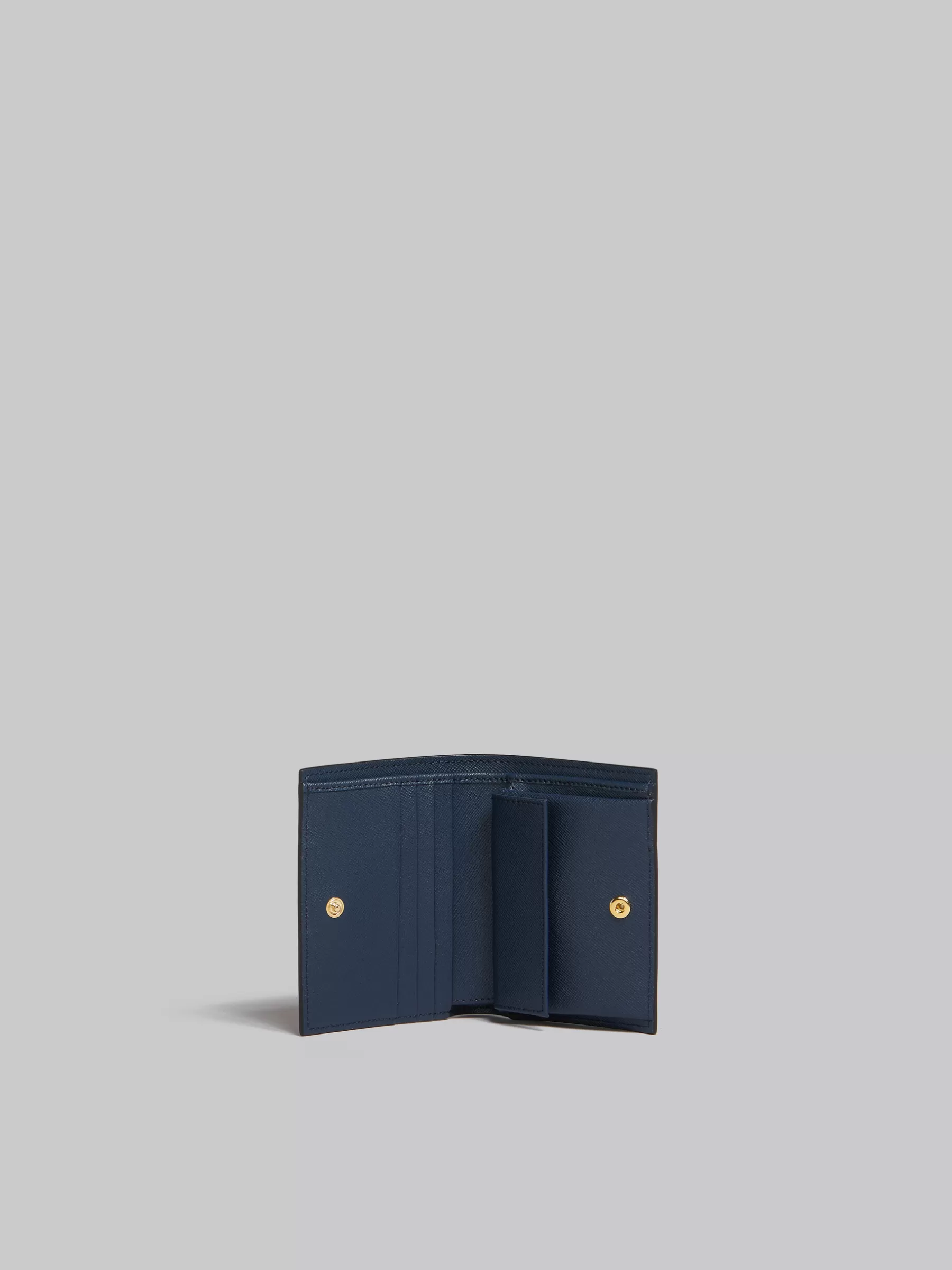 Marni Orange Cream And Deep Blue Saffiano Leather Bi-fold Wallet BRICK/TALC/NIGHT BLUE Clearance