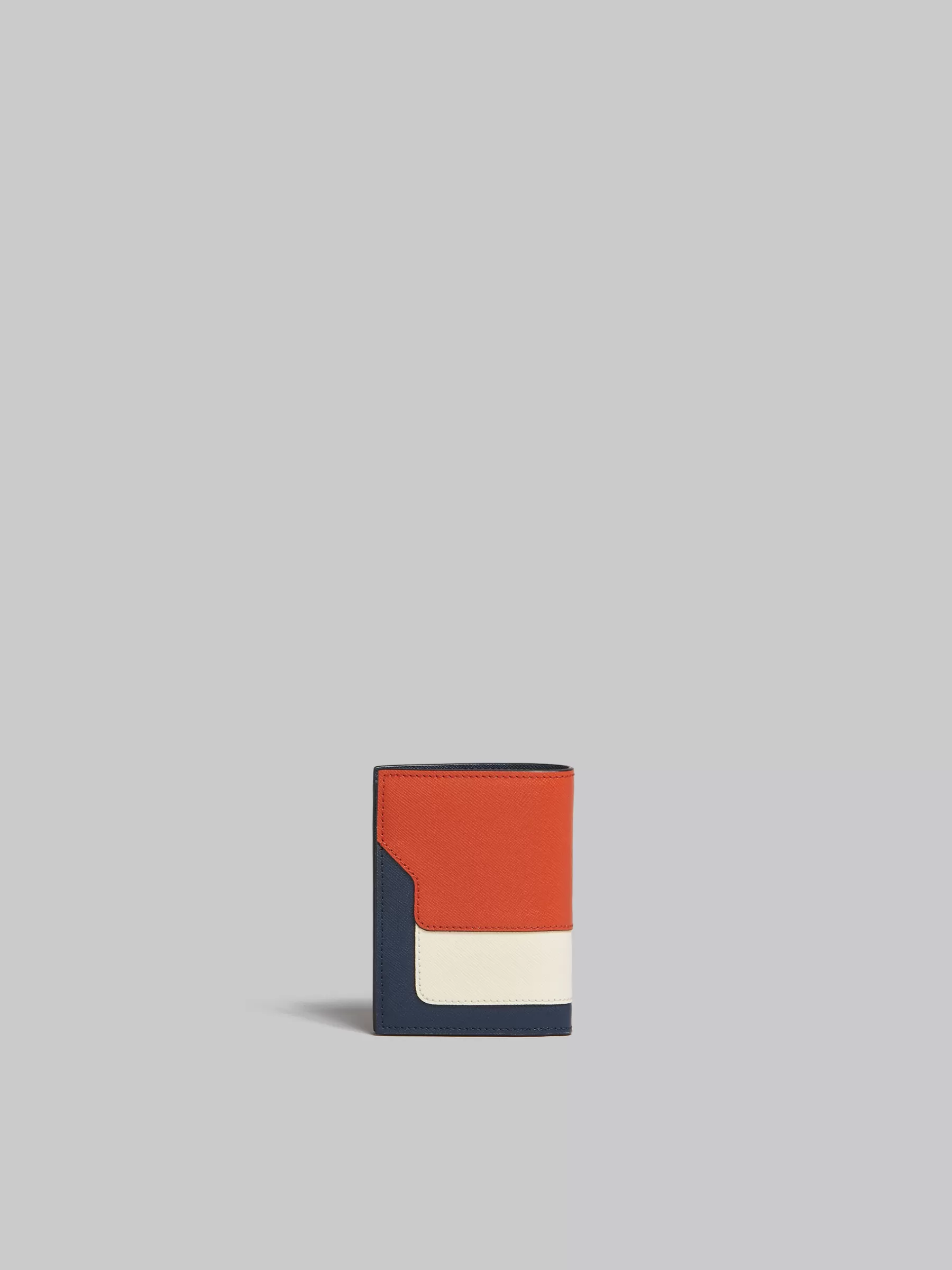 Marni Orange Cream And Deep Blue Saffiano Leather Bi-fold Wallet BRICK/TALC/NIGHT BLUE Clearance