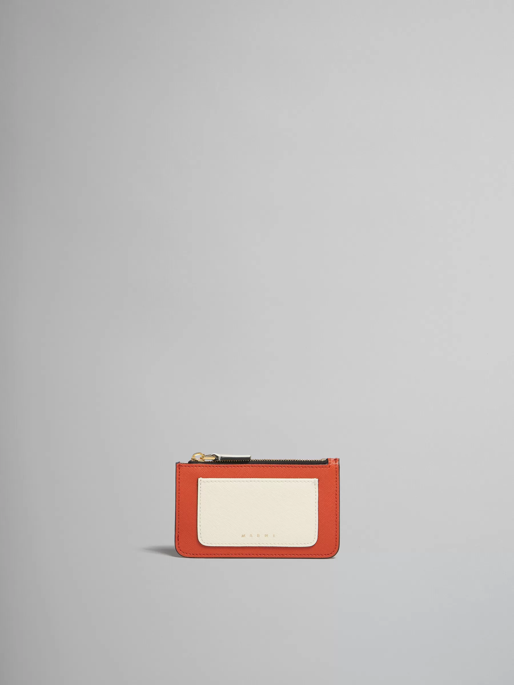 Marni Orange Cream And Deep Blue Saffiano Leather Card Case BRICK/TALC/NIGHT BLUE Best Sale