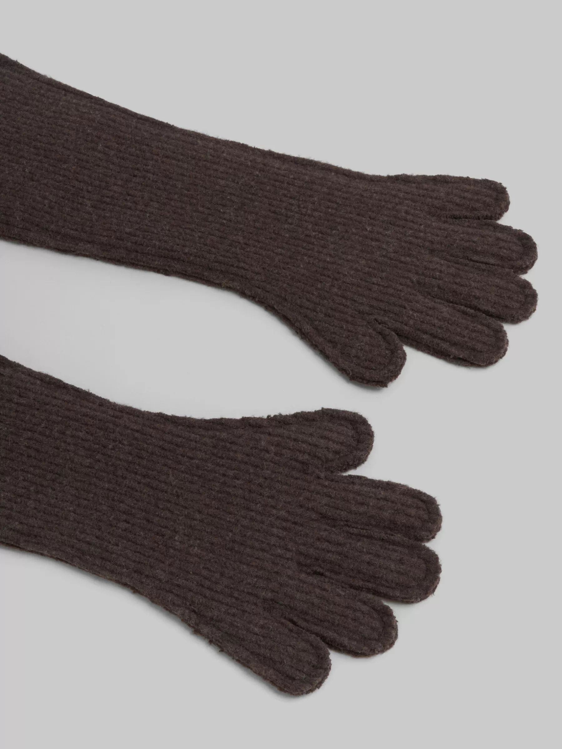 Marni Oversized Brown Wool Gloves MIDNIGHT Online