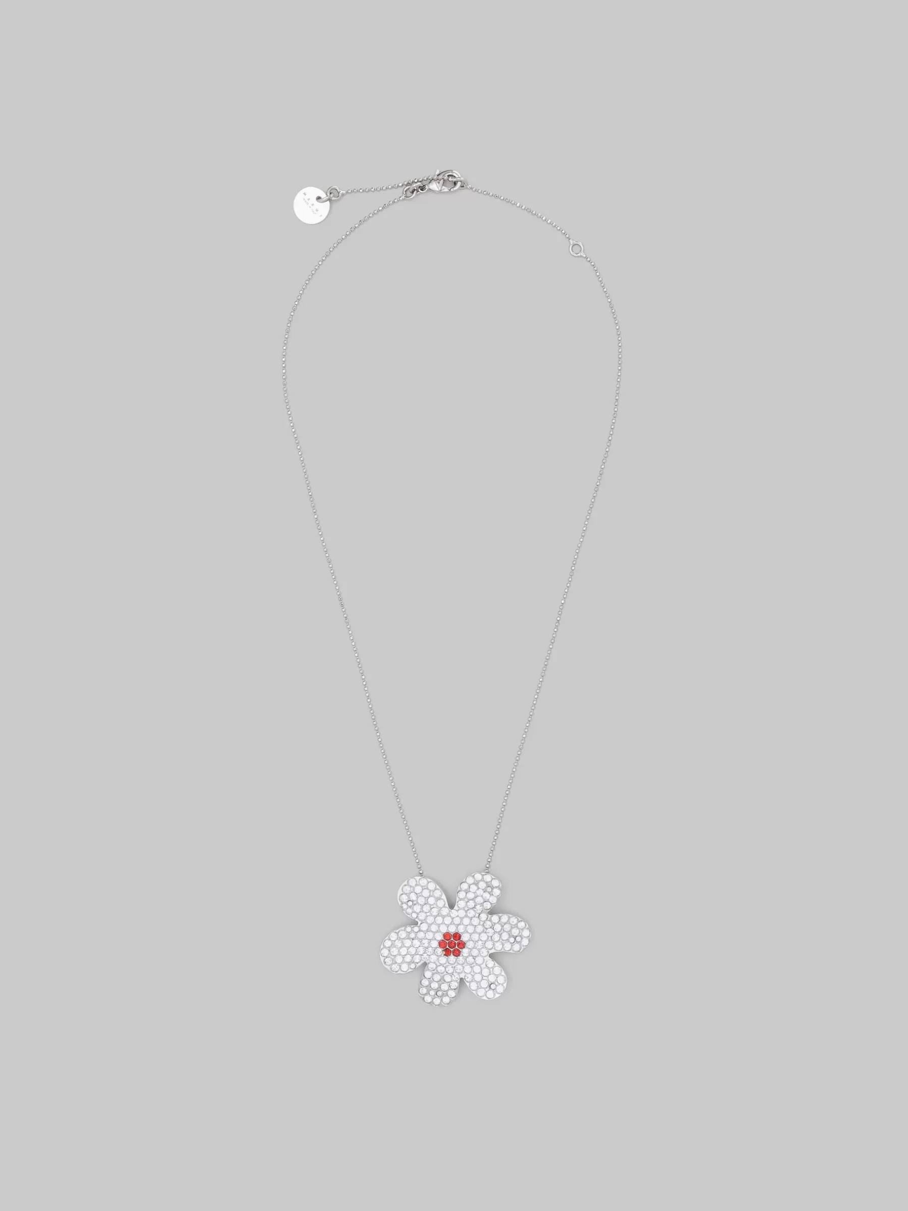 Marni Palladium Ball Chain Necklace With Daisy Pendant GLASS Store