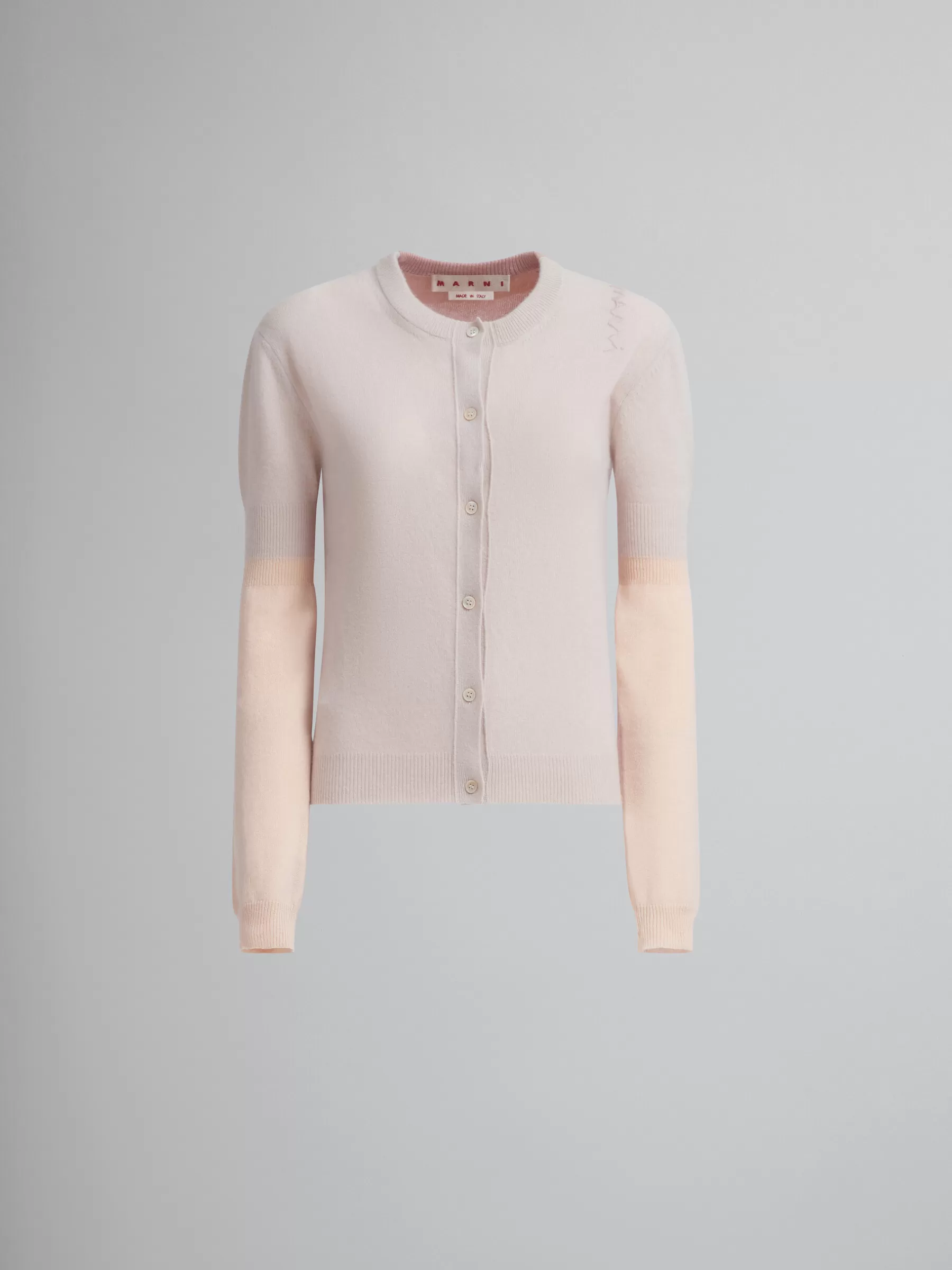 Marni Peach Pink Wool And Cashmere Color Block Cardigan PALEPEACH Cheap