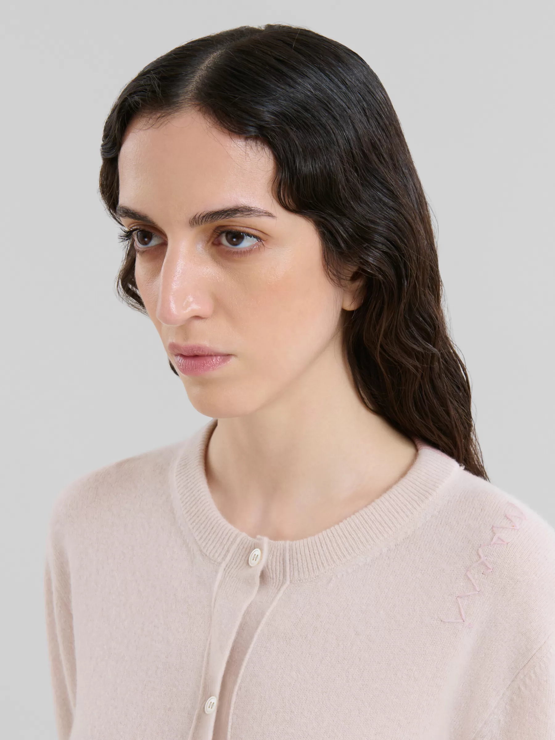 Marni Peach Pink Wool And Cashmere Color Block Cardigan PALEPEACH Cheap