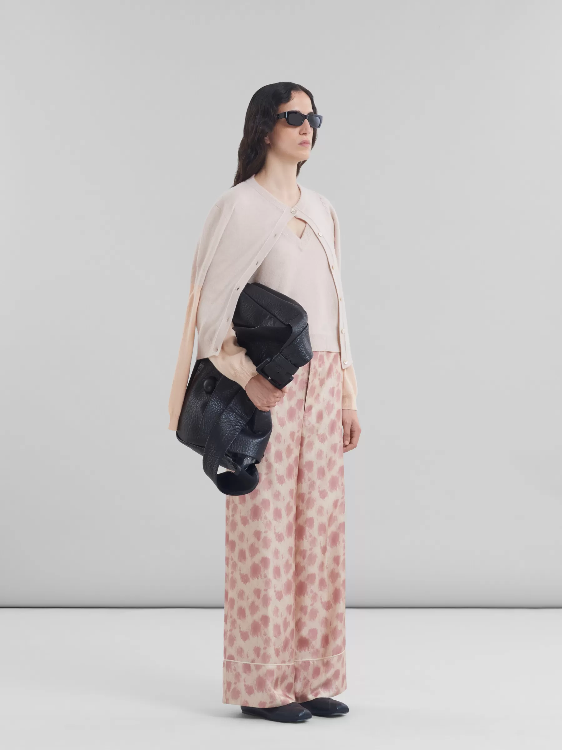 Marni Peach Pink Wool And Cashmere Color Block Cardigan PALEPEACH Cheap