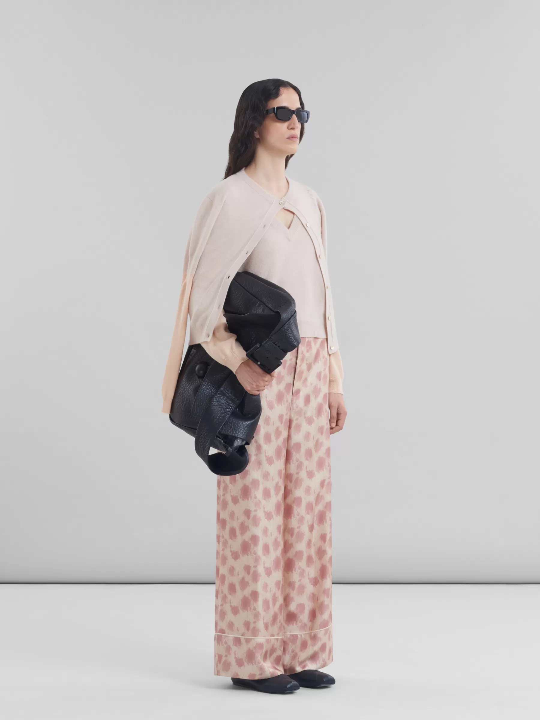Marni Peach Pink Wool And Cashmere Color Block V-neck Sweater PALEPEACH Online
