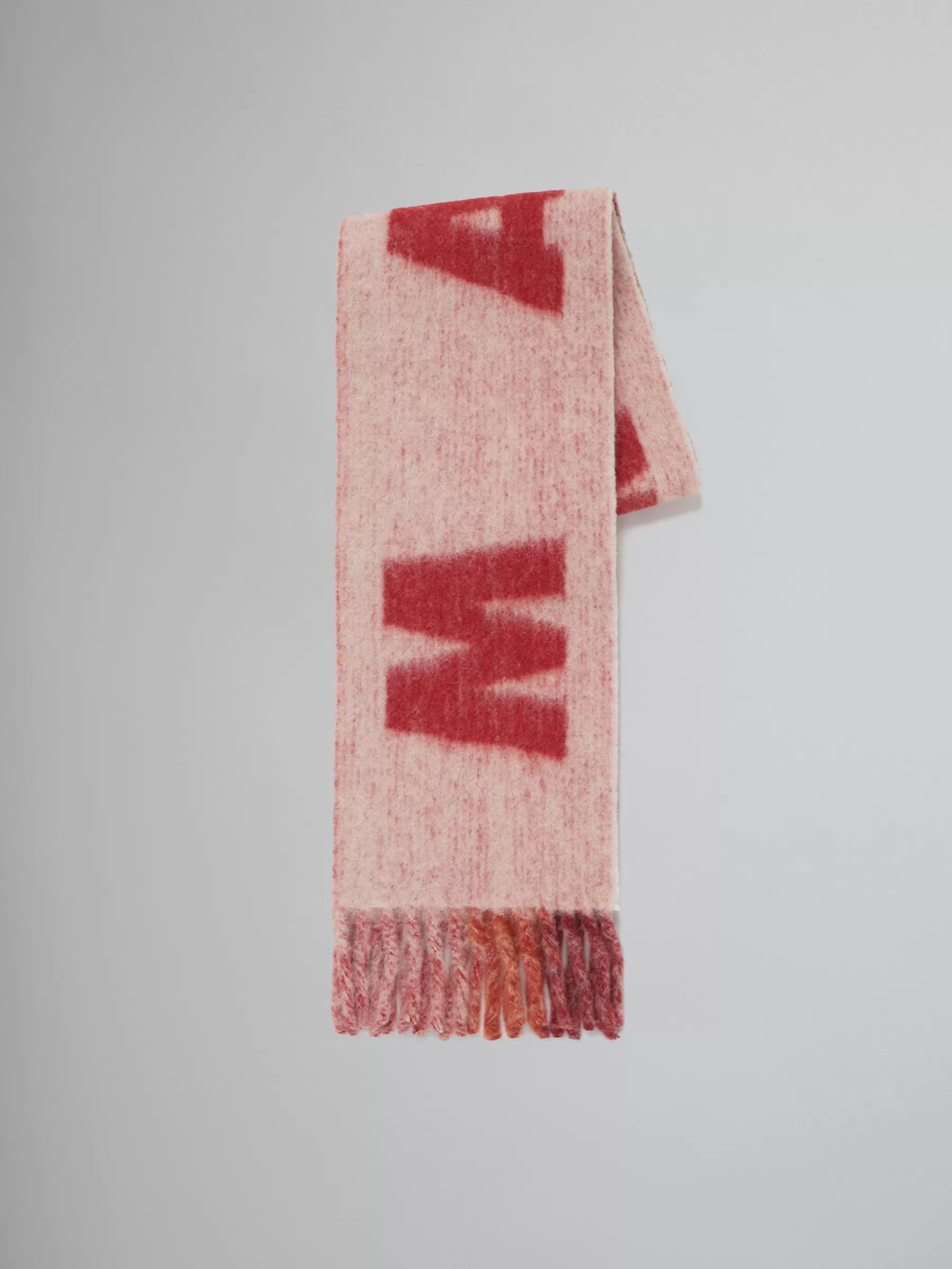 Marni Pink Mohair And Wool Scarf With Maxi Logo ROSE Cheap