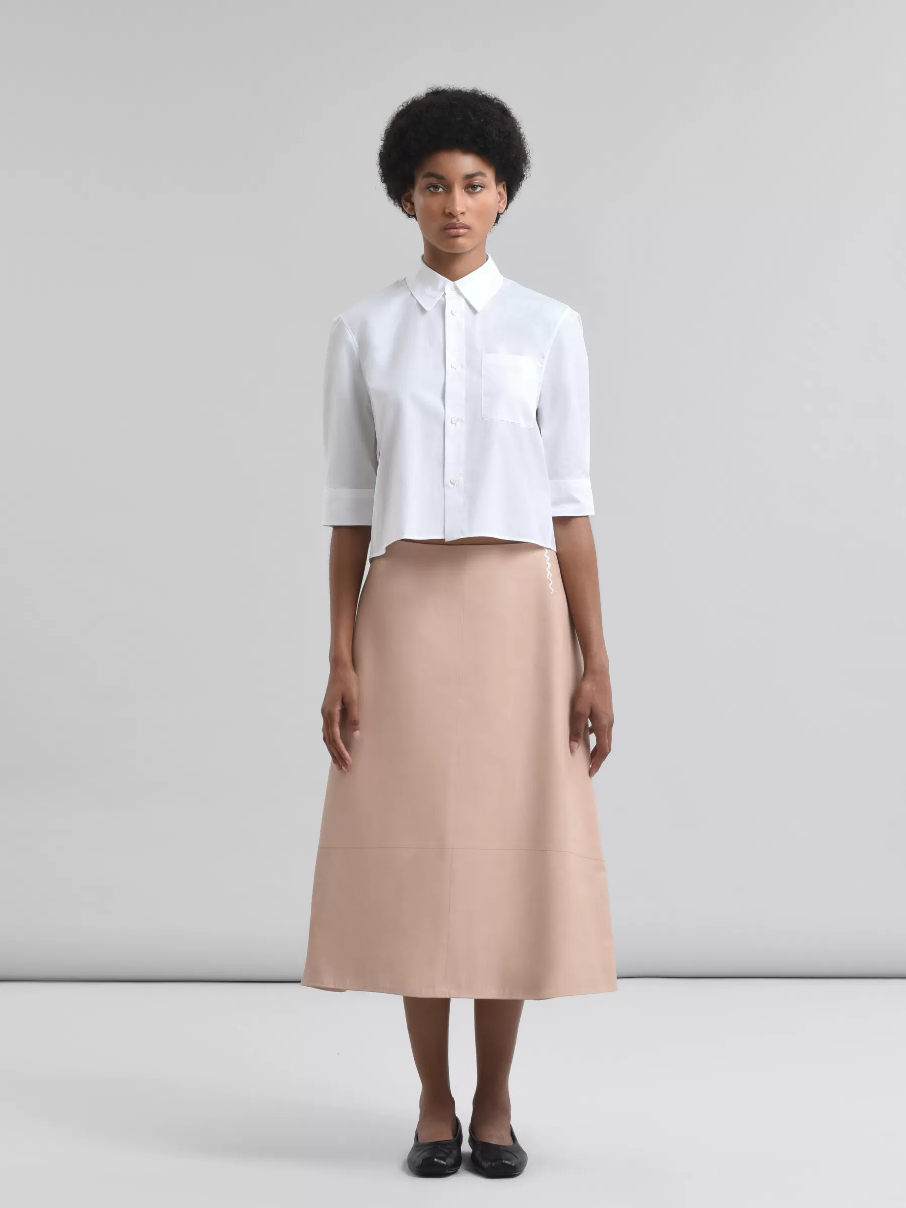 Marni Pink Nappa Leather A-line Skirt ANTRACITE Outlet