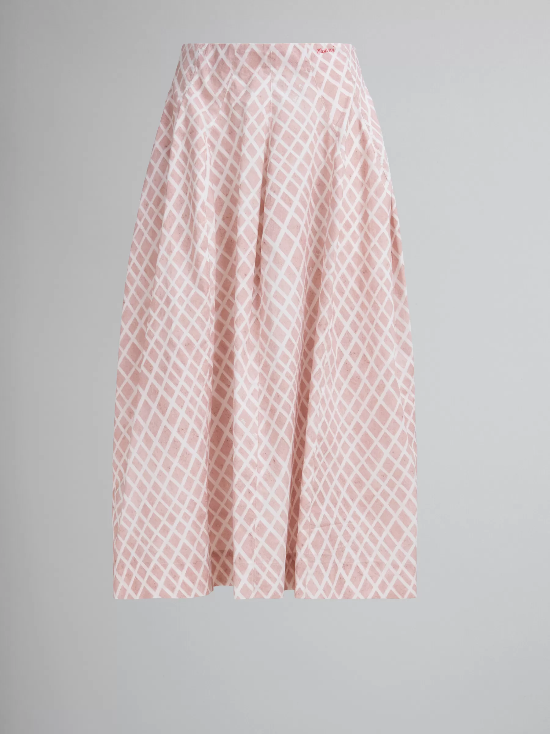 Marni Pink Poplin Midi Skirt With Landscapes Print ANTIQUEROSE Clearance