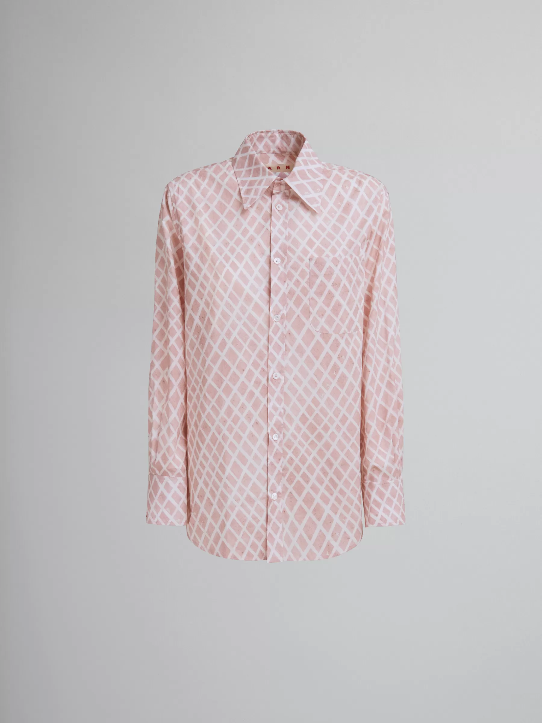 Marni Pink Poplin Shirt With Landscapes Print ANTIQUEROSE Sale