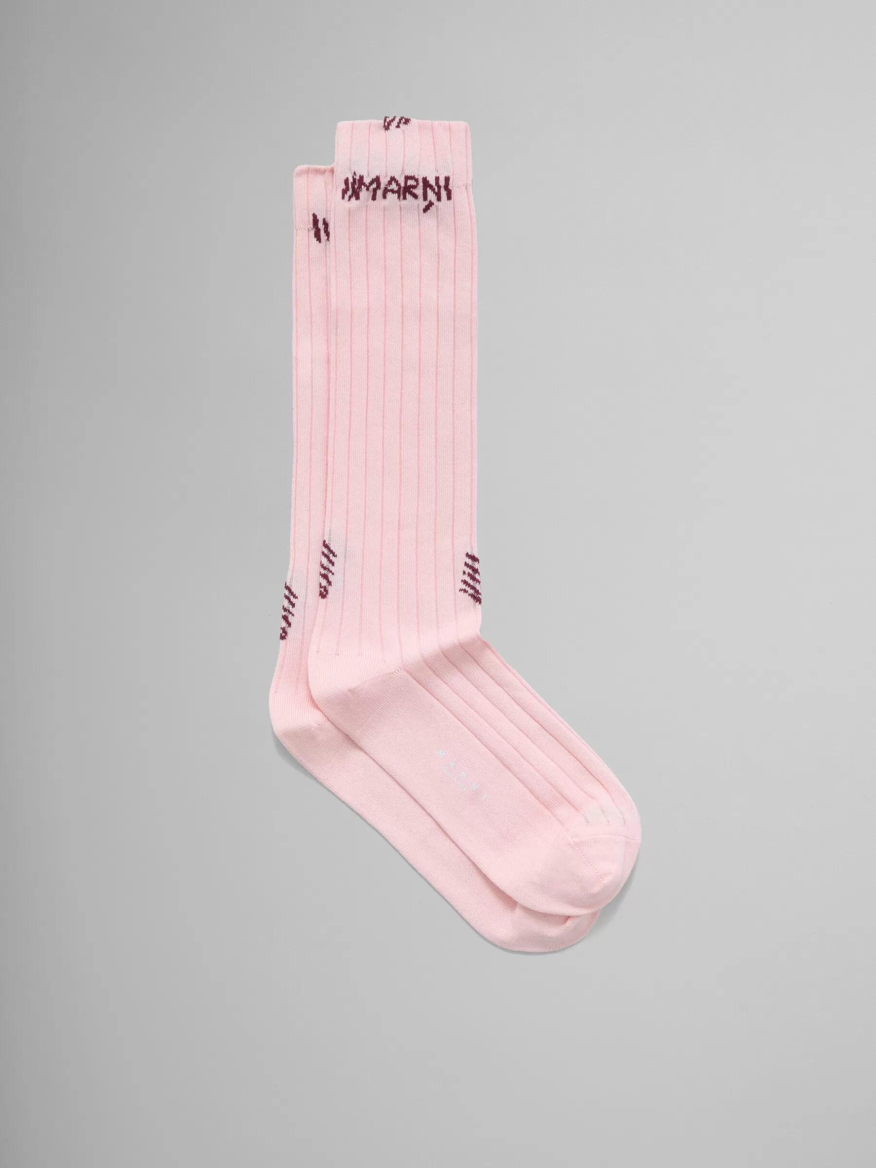 Marni Pink Ribbed Cotton Socks With Mending PEONY Best Sale