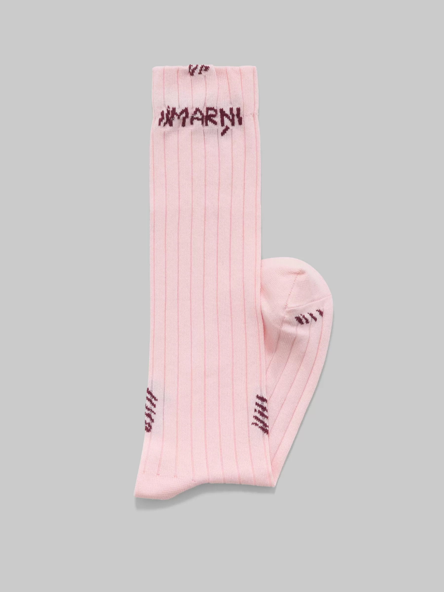 Marni Pink Ribbed Cotton Socks With Mending PEONY Best Sale