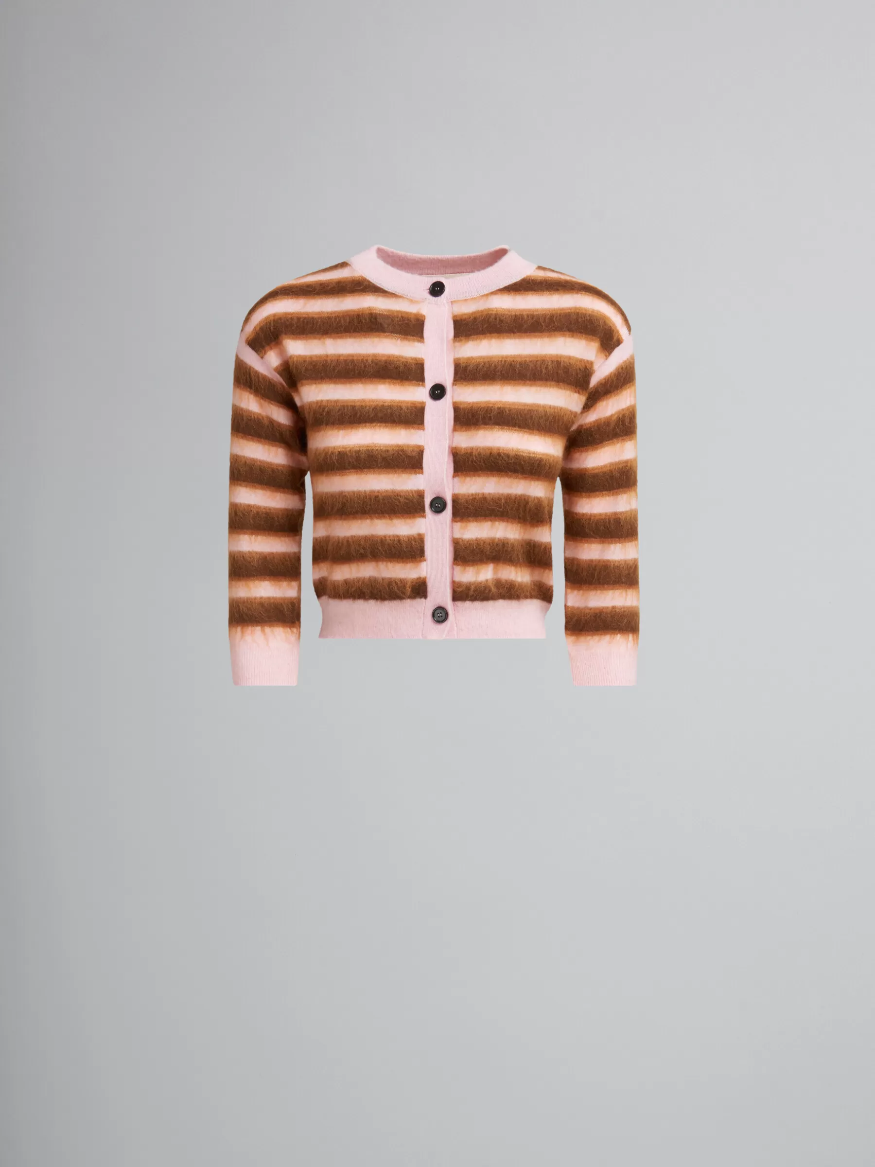 Marni Pink Striped Wool-mohair Cardigan PINKGUMMY Online