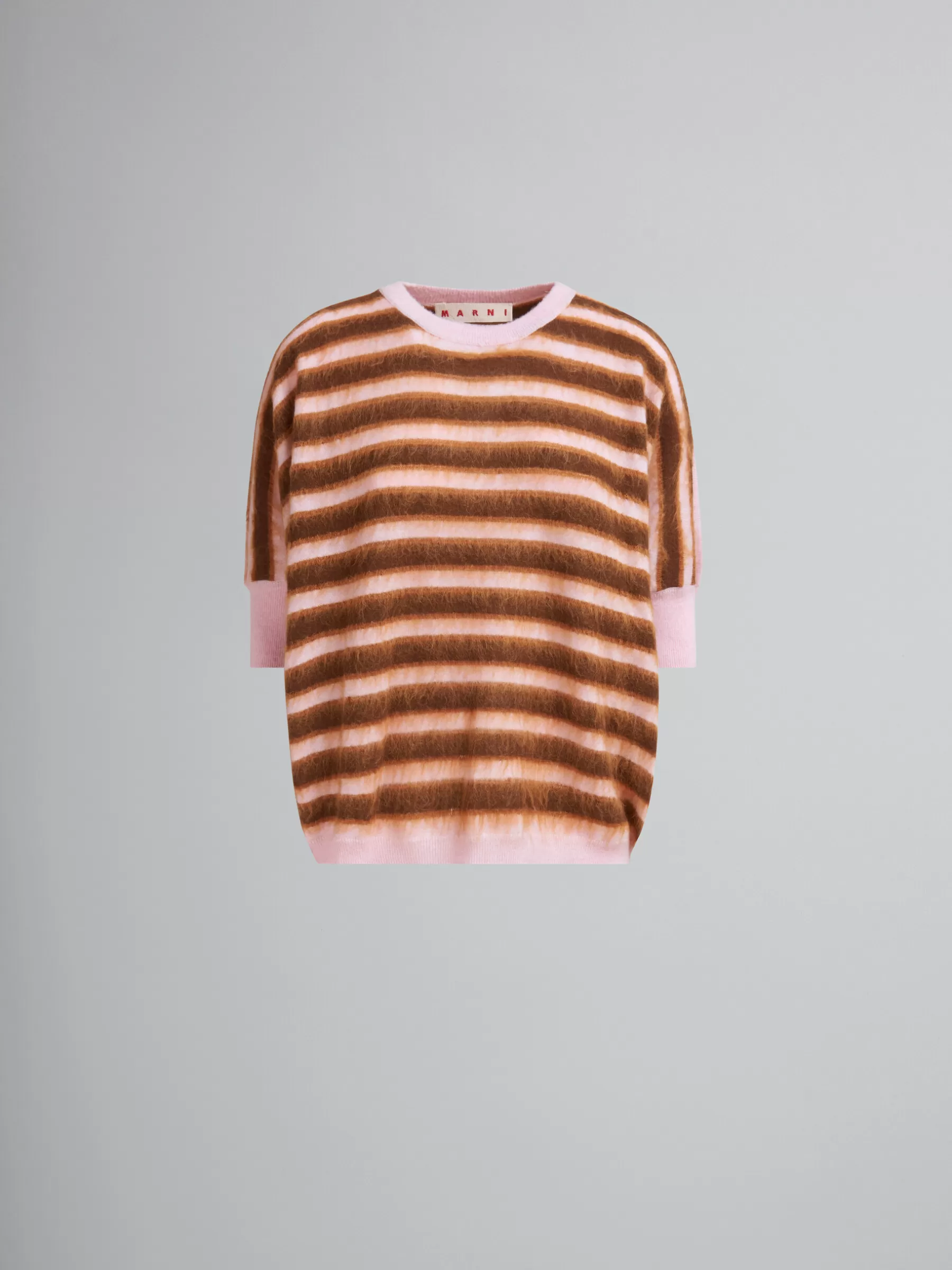 Marni Pink Striped Wool-mohair Mid-sleeve Jumper PINKGUMMY Flash Sale