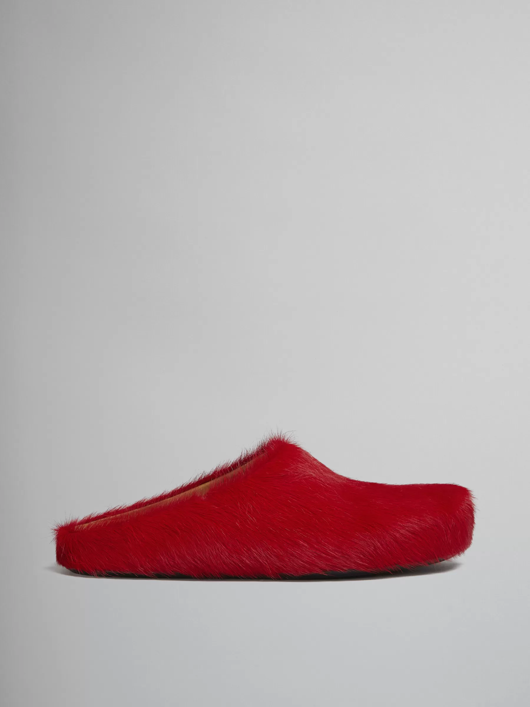 Marni Long Hair Calfskin Fussbett Sabot RED Sale