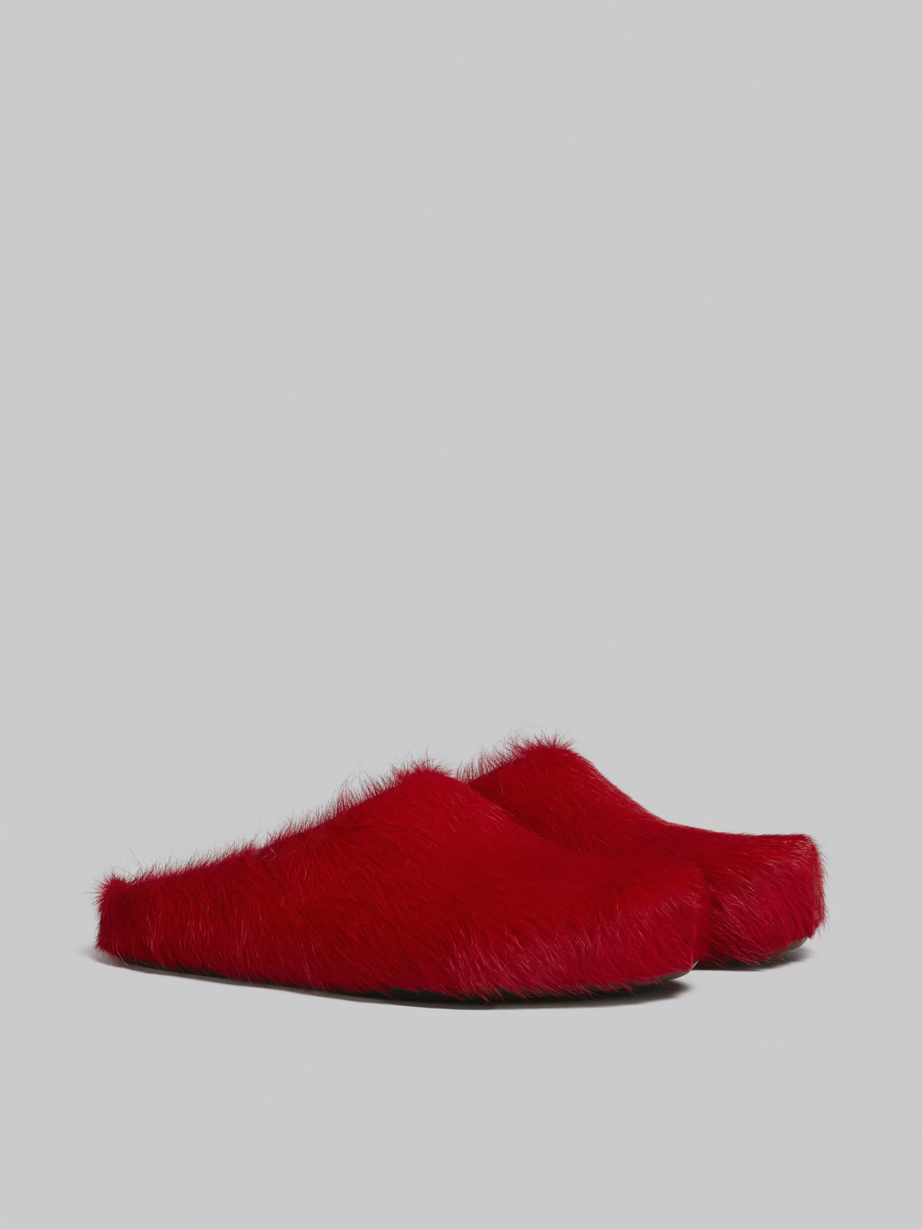 Marni Long Hair Calfskin Fussbett Sabot RED Sale