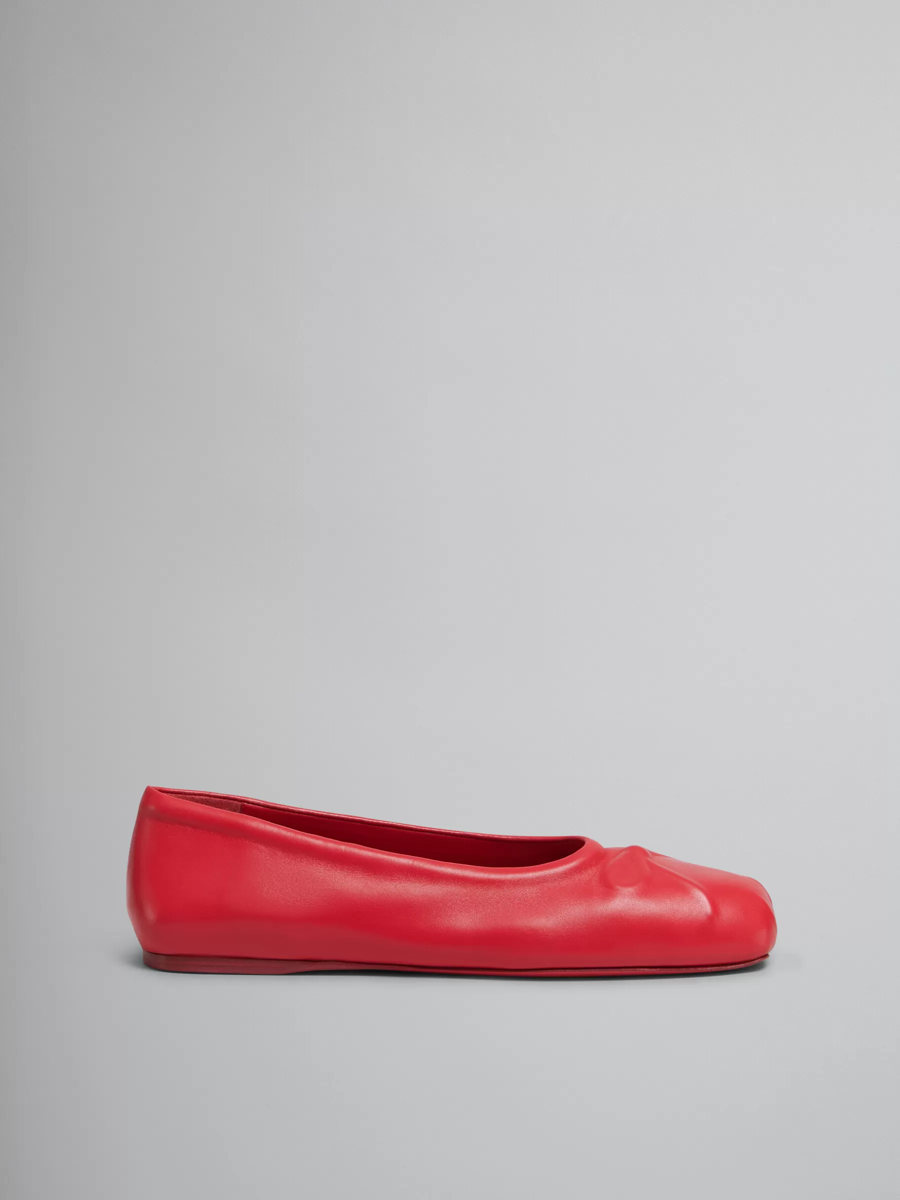 Marni Red Nappa Leather Seamless Little Bow Ballet Flat TULIP Sale