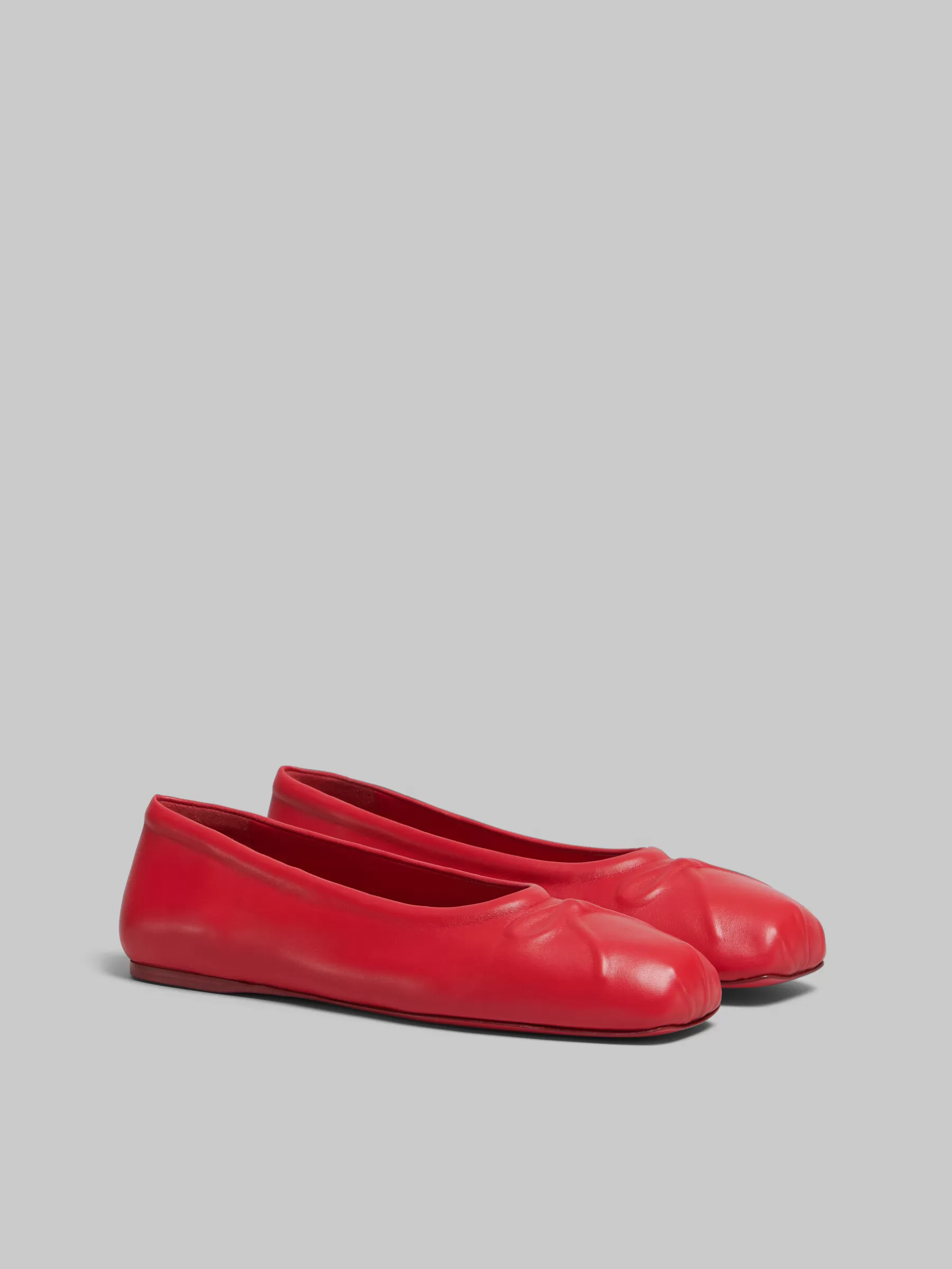 Marni Red Nappa Leather Seamless Little Bow Ballet Flat TULIP Sale