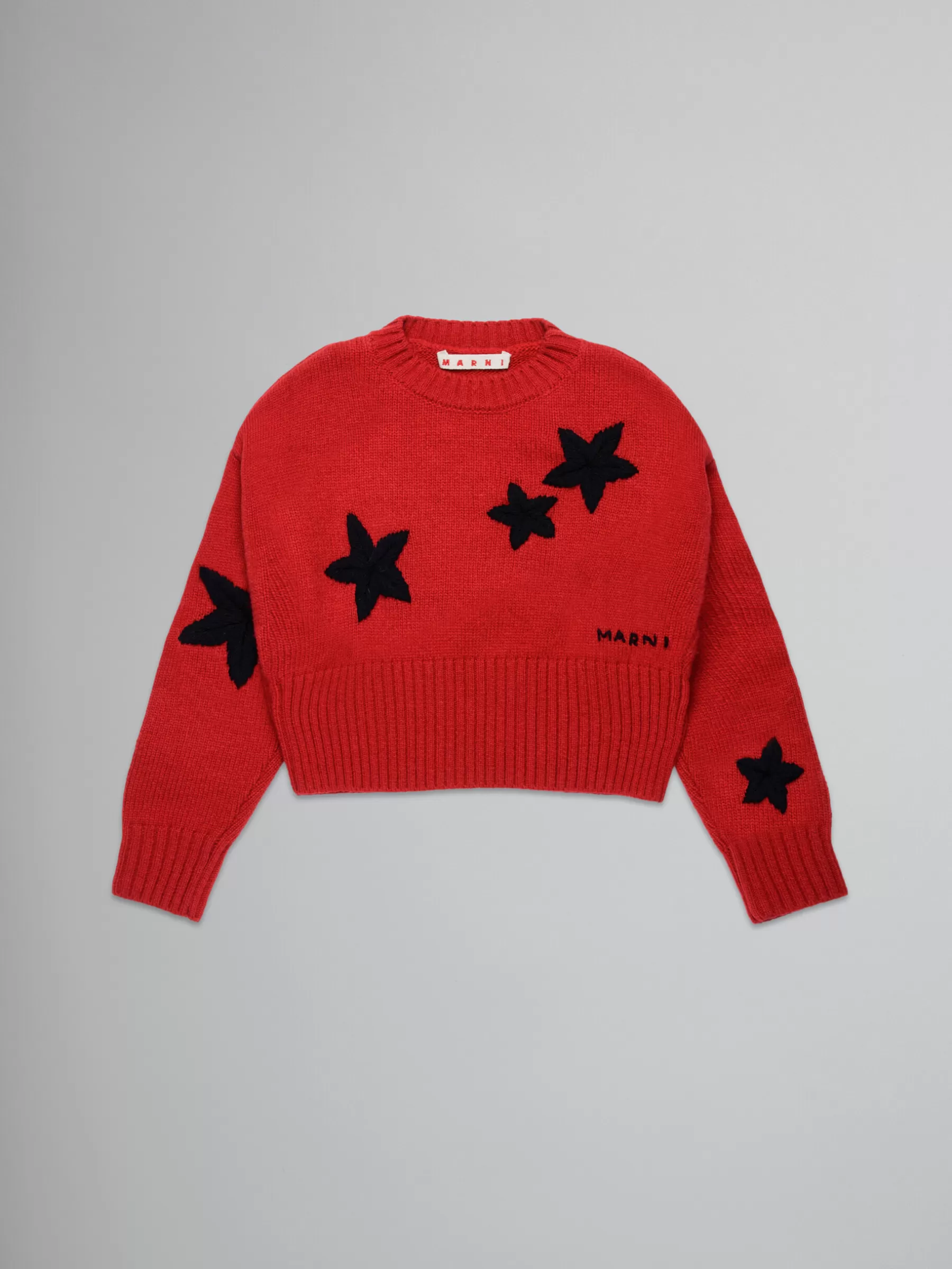 Marni Red Wool-blend Pullover With Stars BRIGHT RED Clearance