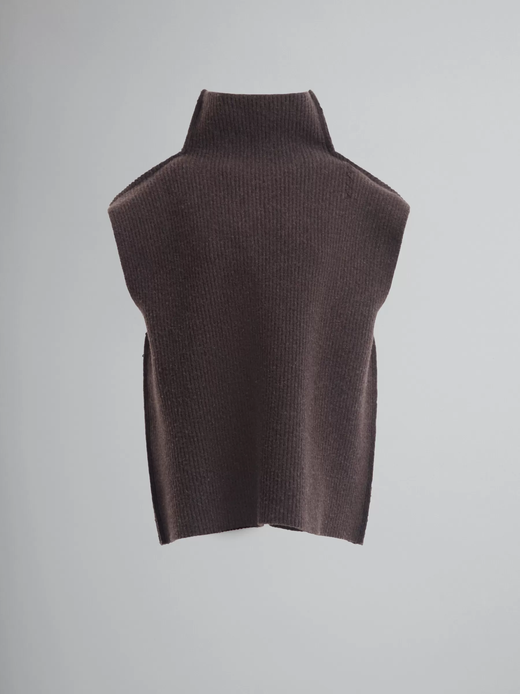 Marni Ribbed Brown Wool Vest MIDNIGHT Sale