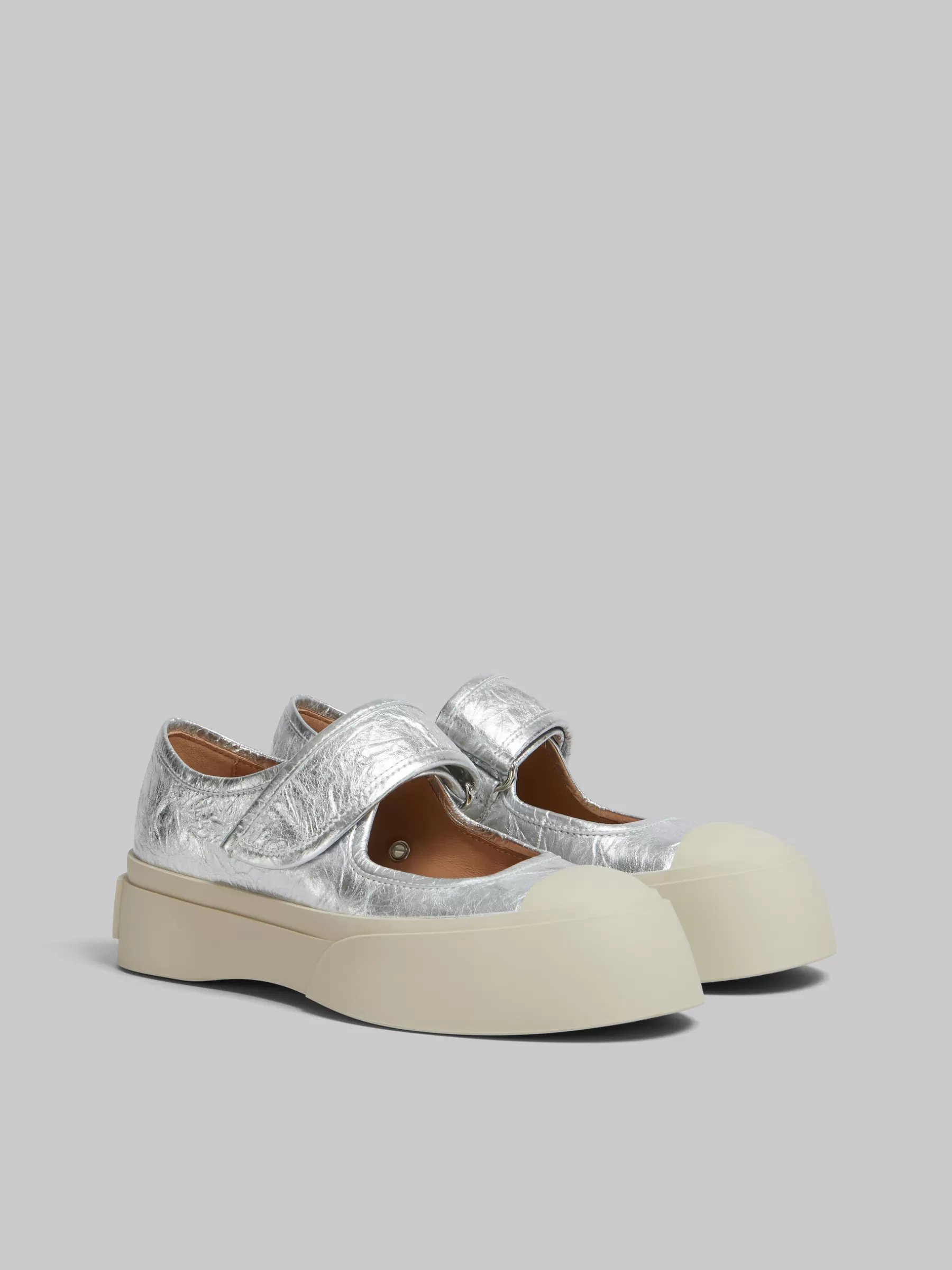 Marni Leather Mary Jane Sneaker SILVER Outlet