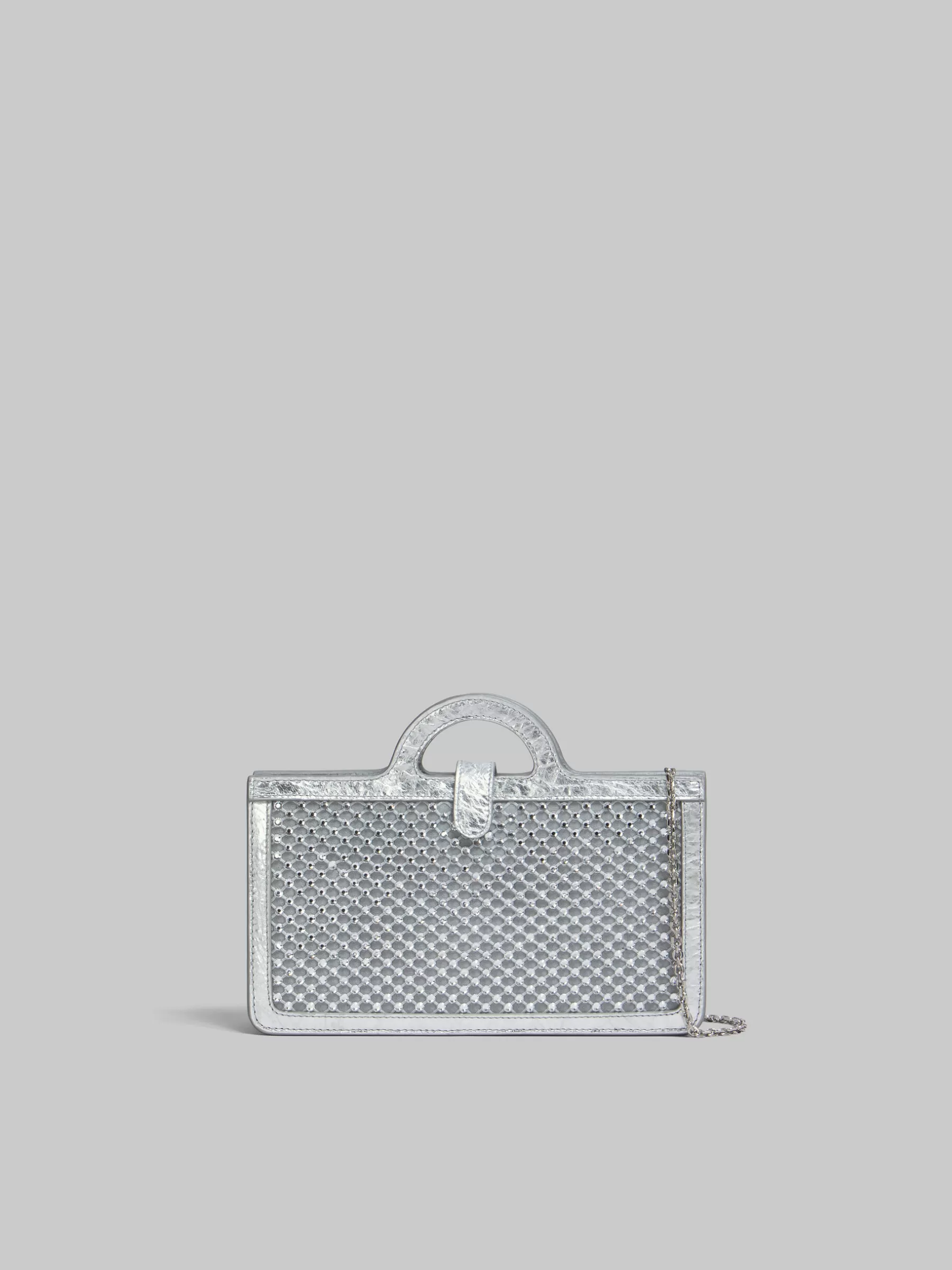 Marni Rhinestone Tropicalia Long Wallet With Chain Strap SILVER Clearance