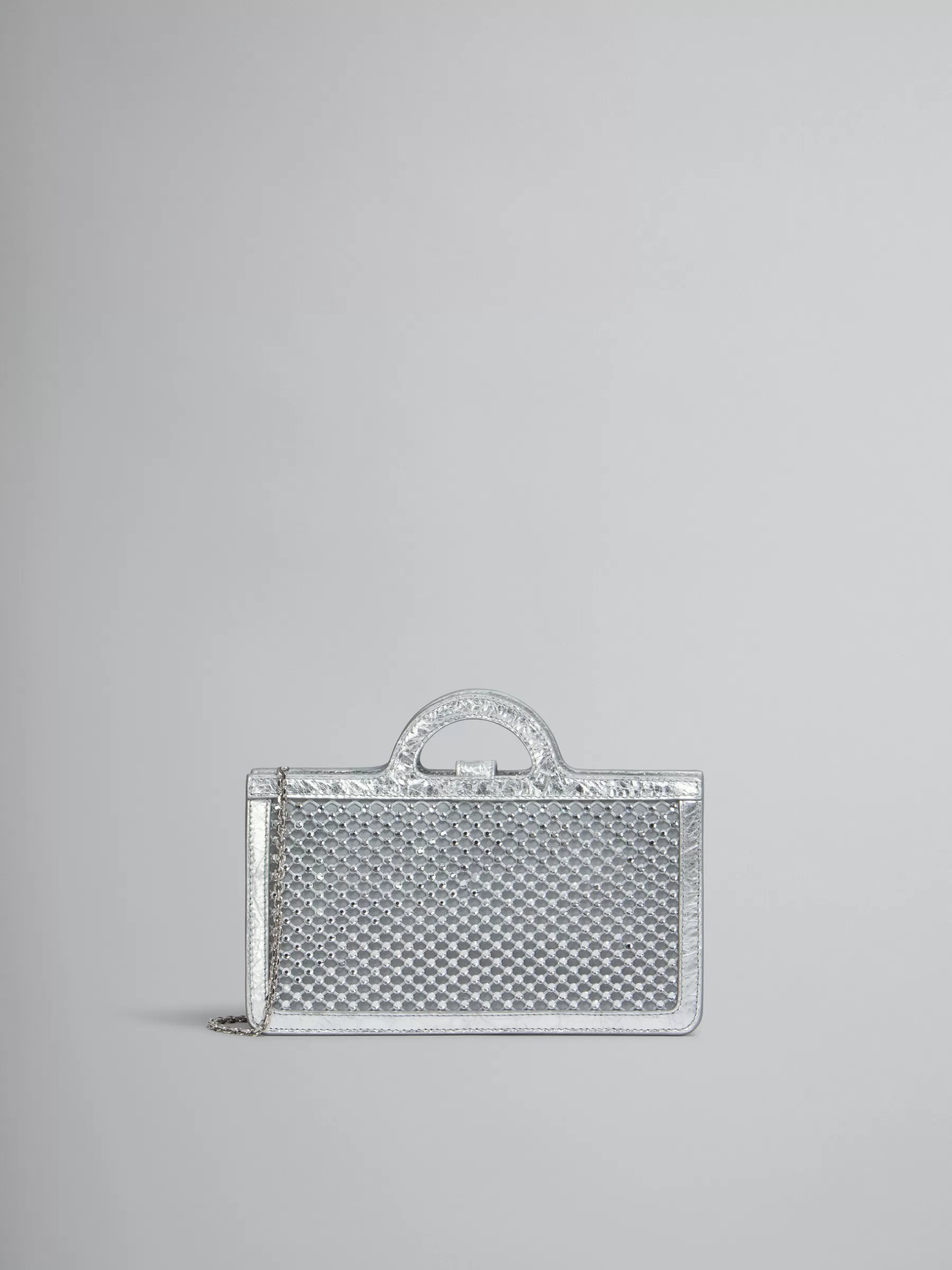 Marni Rhinestone Tropicalia Long Wallet With Chain Strap SILVER Clearance