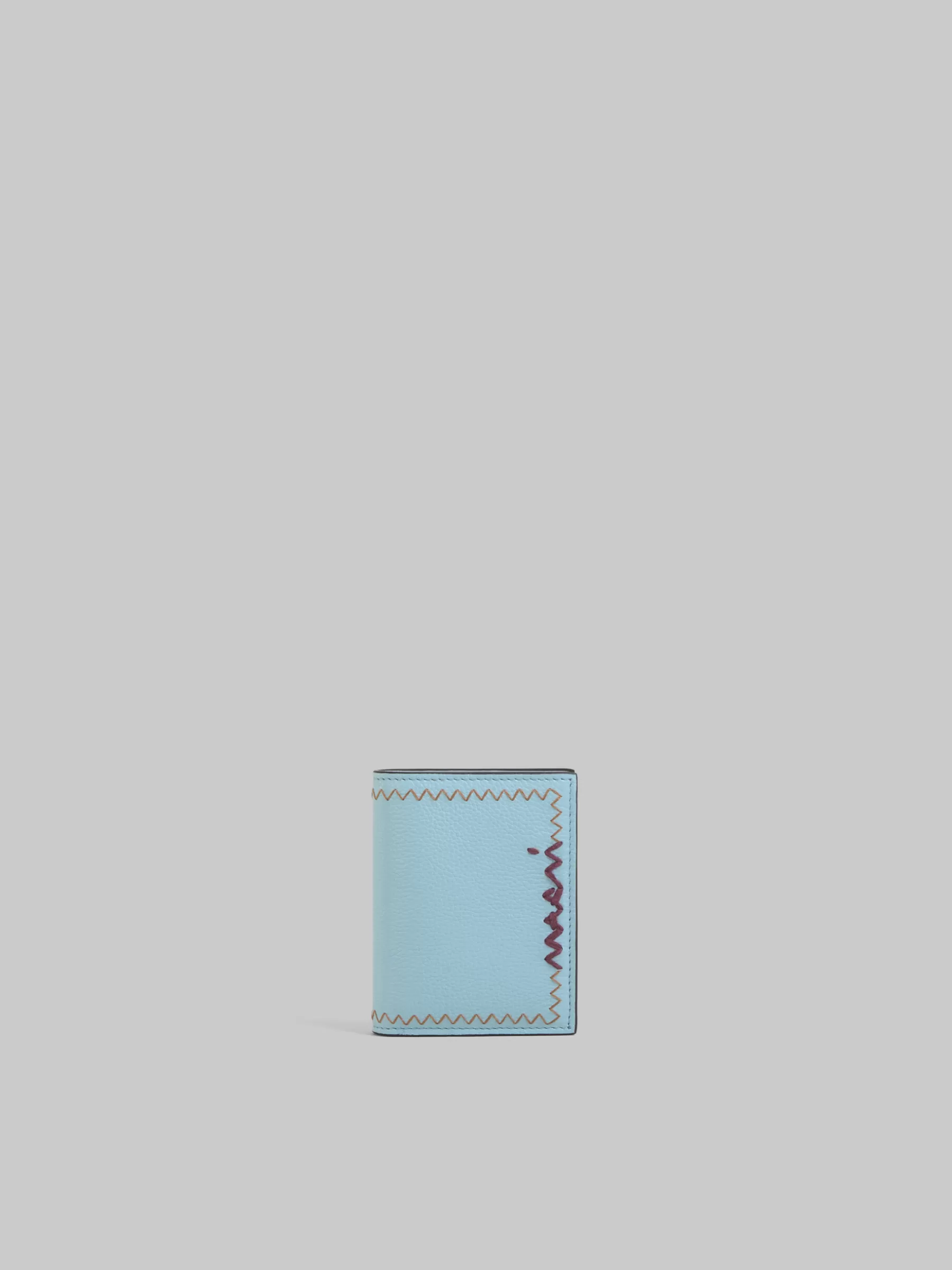 Marni Sky Blue Bi-fold Wallet With Mending Embroidery LEADEN BLUE Fashion