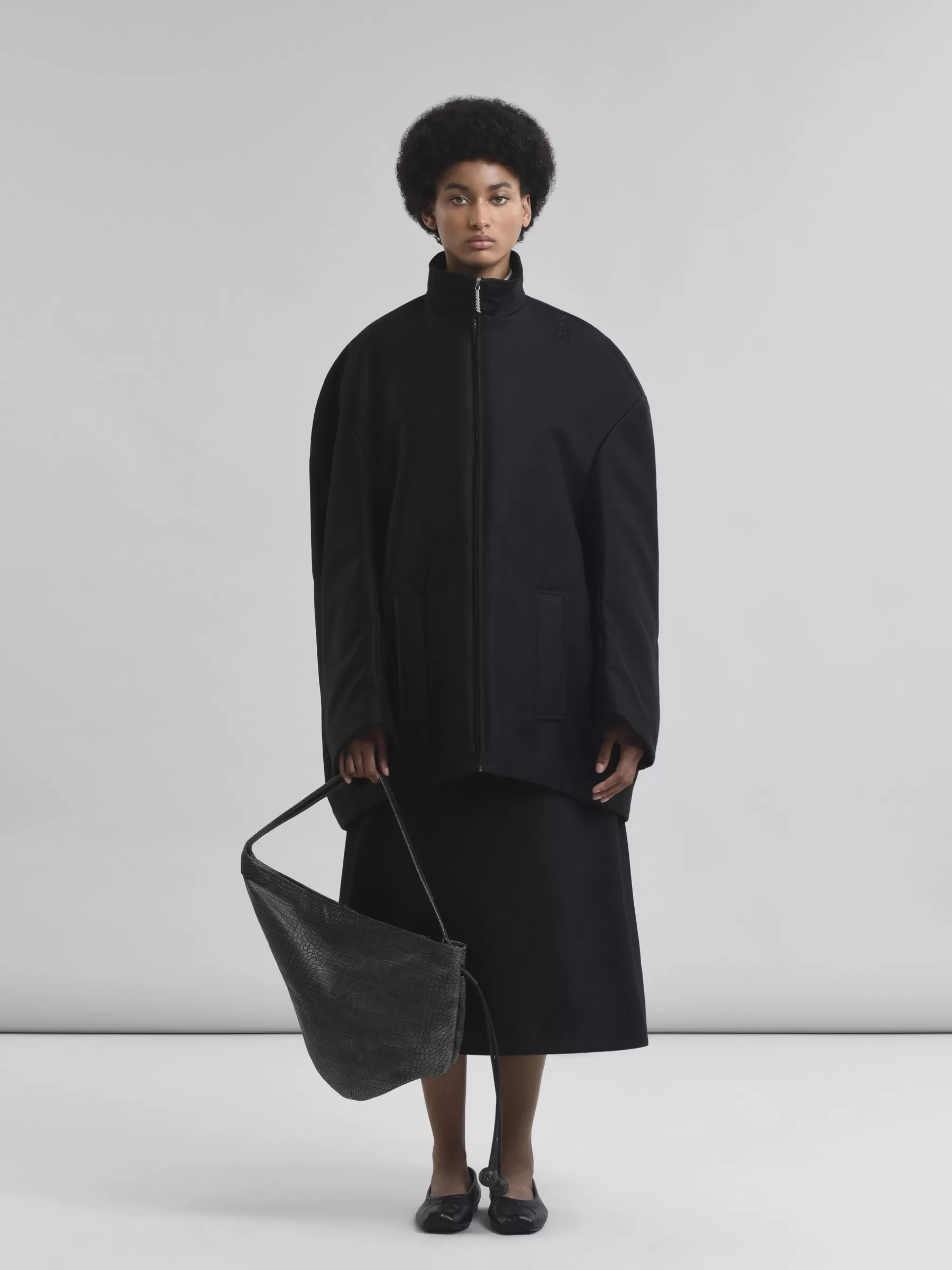 Marni Small Crocodile Print Hobo Bag BLACK Shop