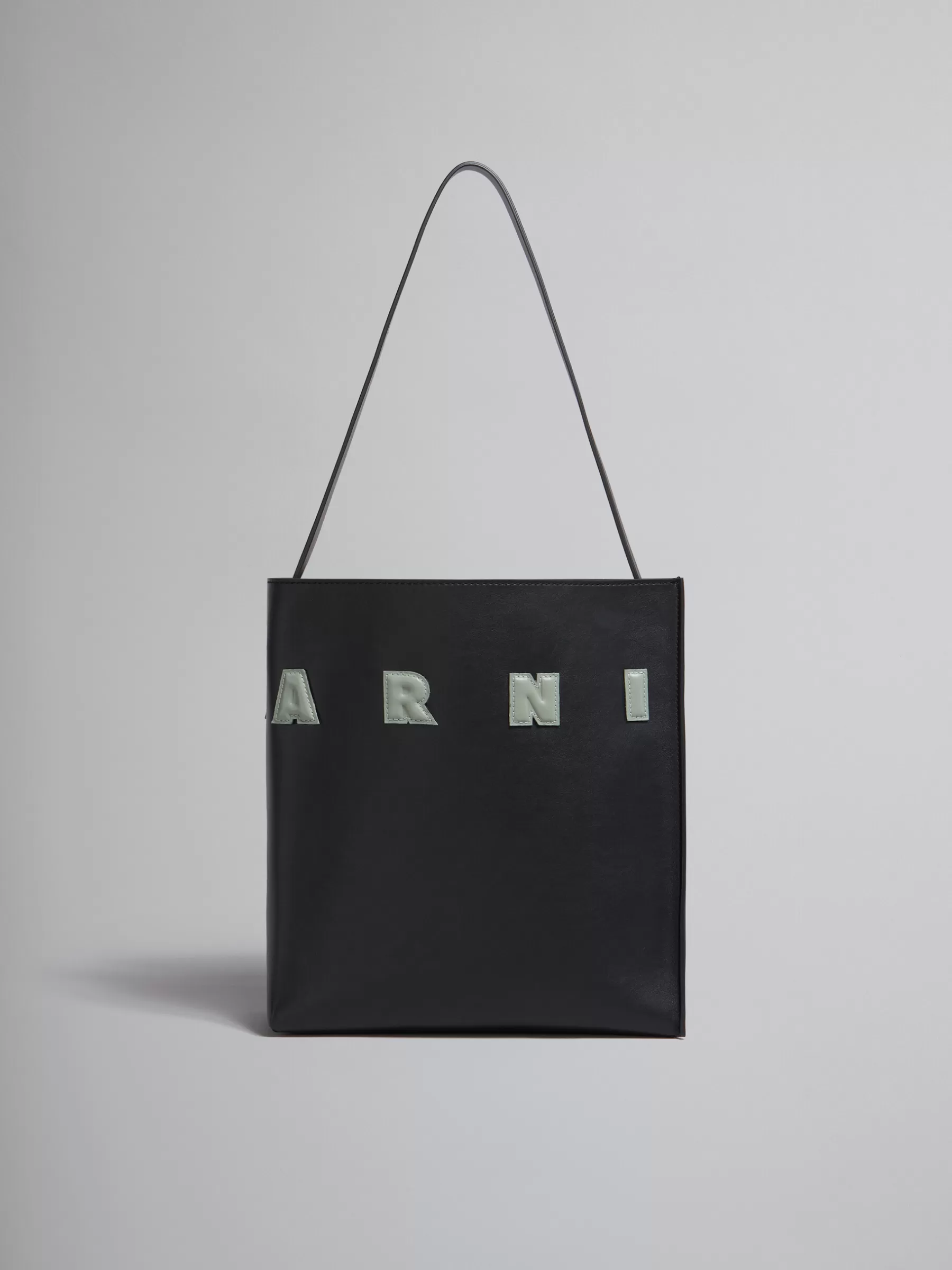 Marni Small Black Leather Museo Hobo Bag With Patches BLACK/STEPPE Cheap