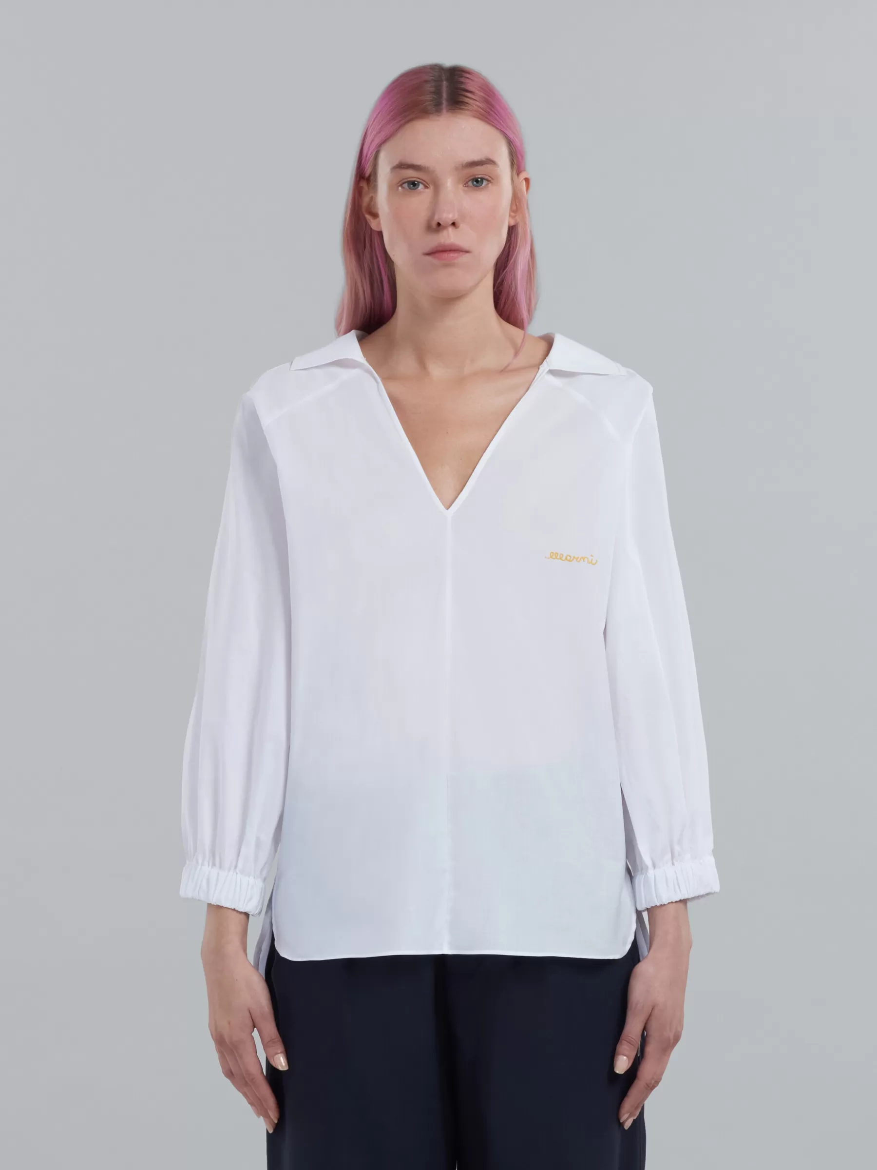 Marni Square-neck Top In White Organic Poplin LILYWHITE Online