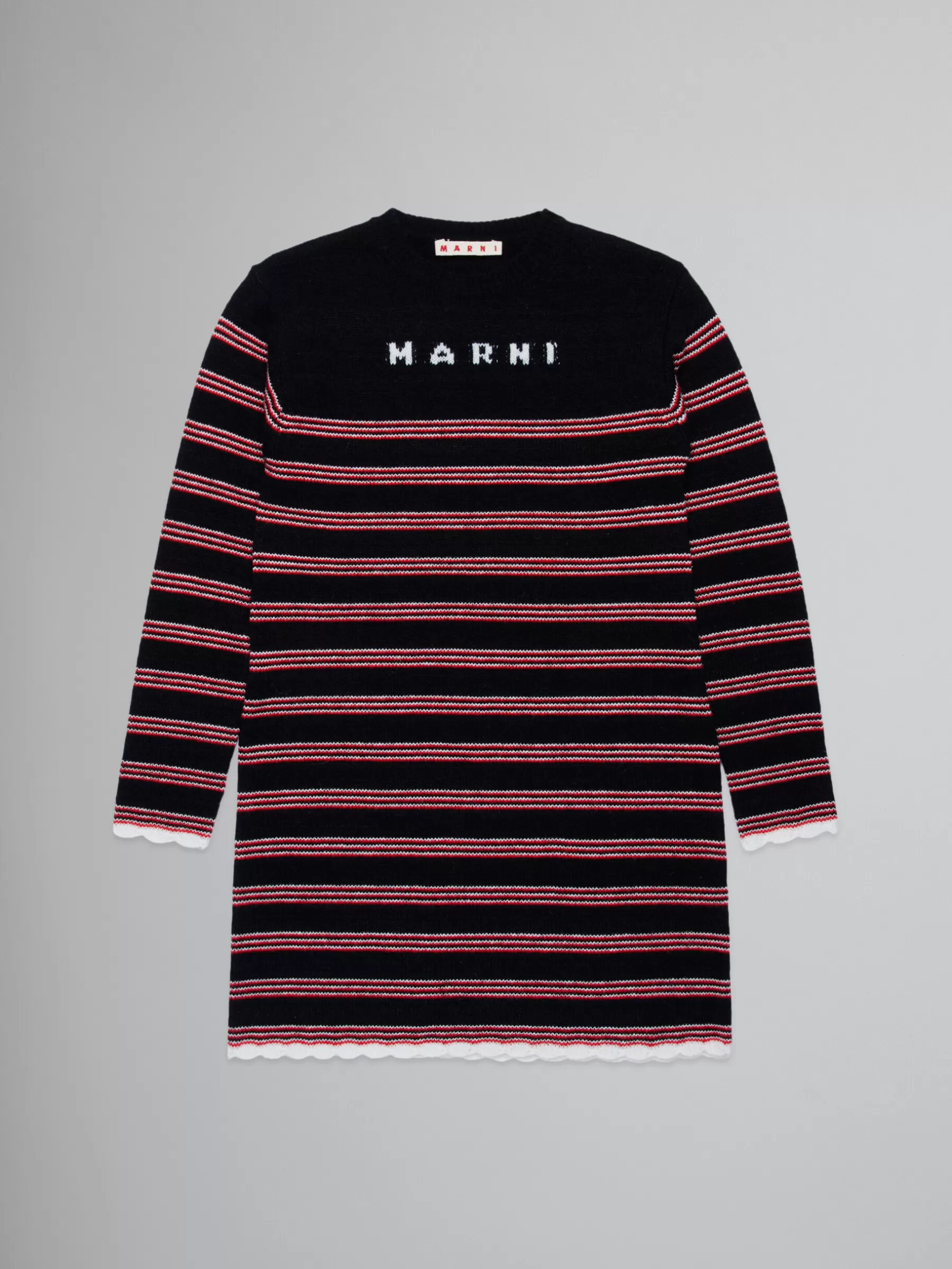 Marni Striped Knitted Dress BLACK Discount