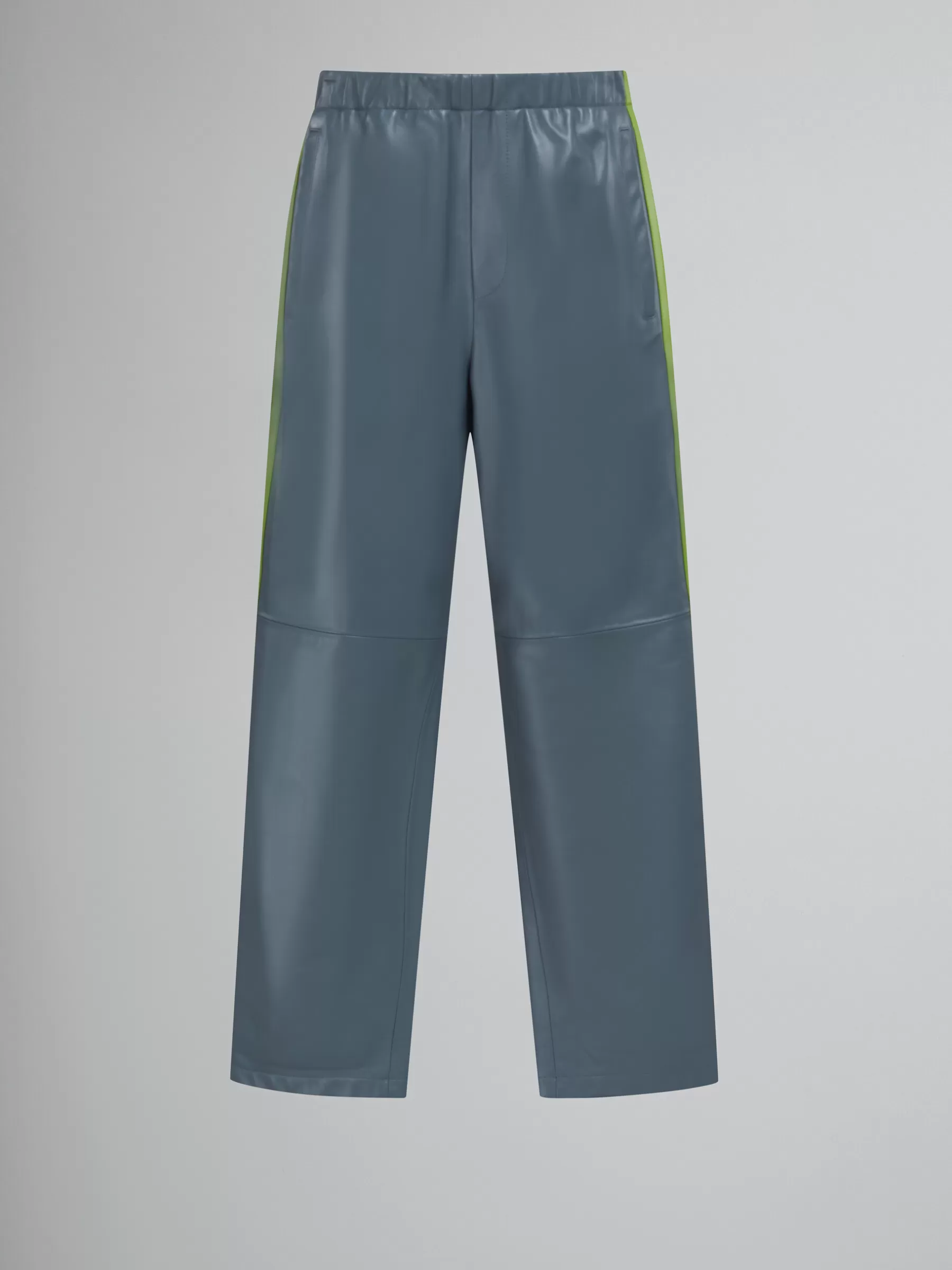 Marni Teal Nappa Leather Track Pants TRUFFLE Best