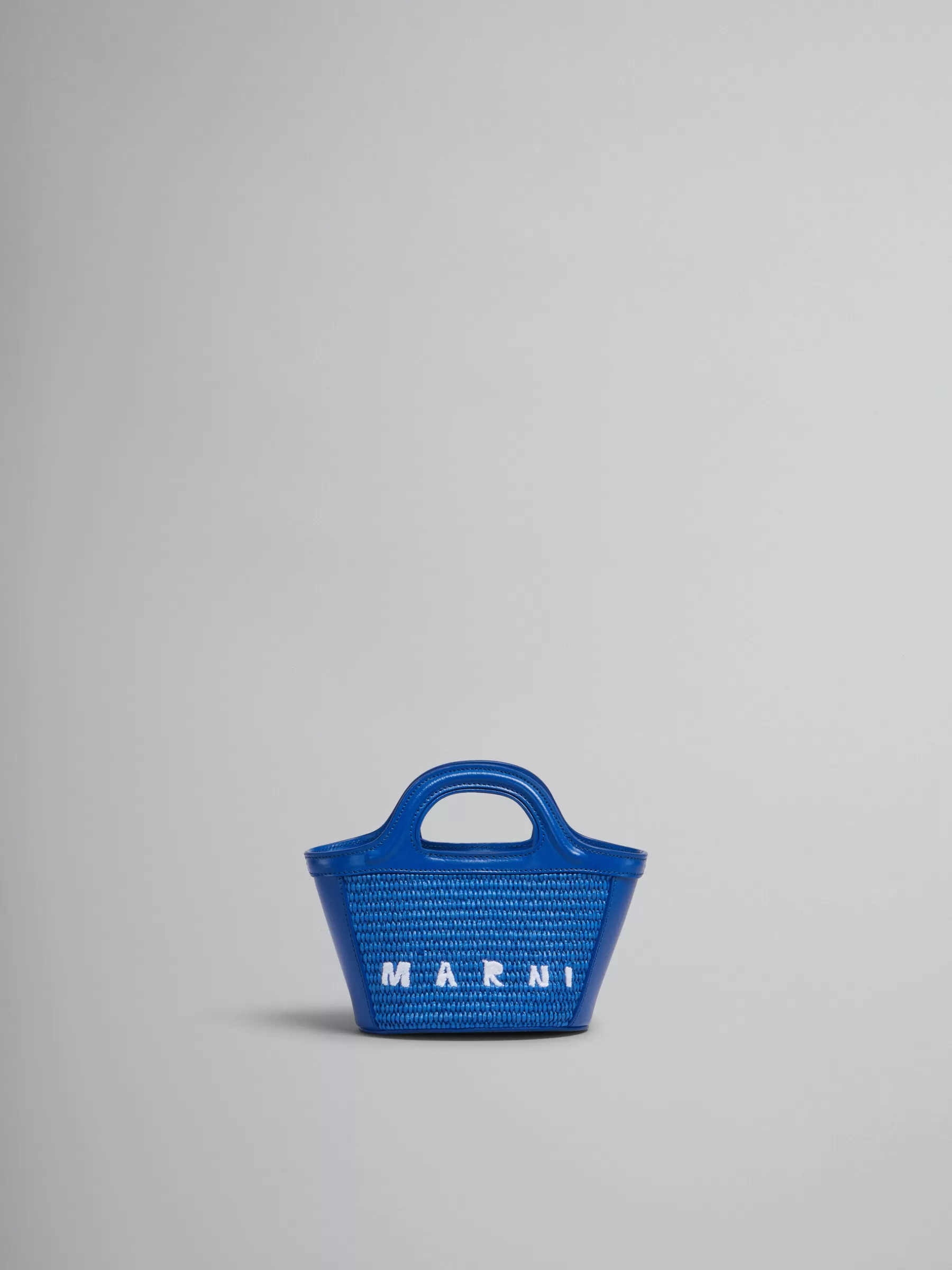 Marni Tropicalia Micro Bag In Blue Leather And Raffia-effect Fabric IRISBLUE Cheap