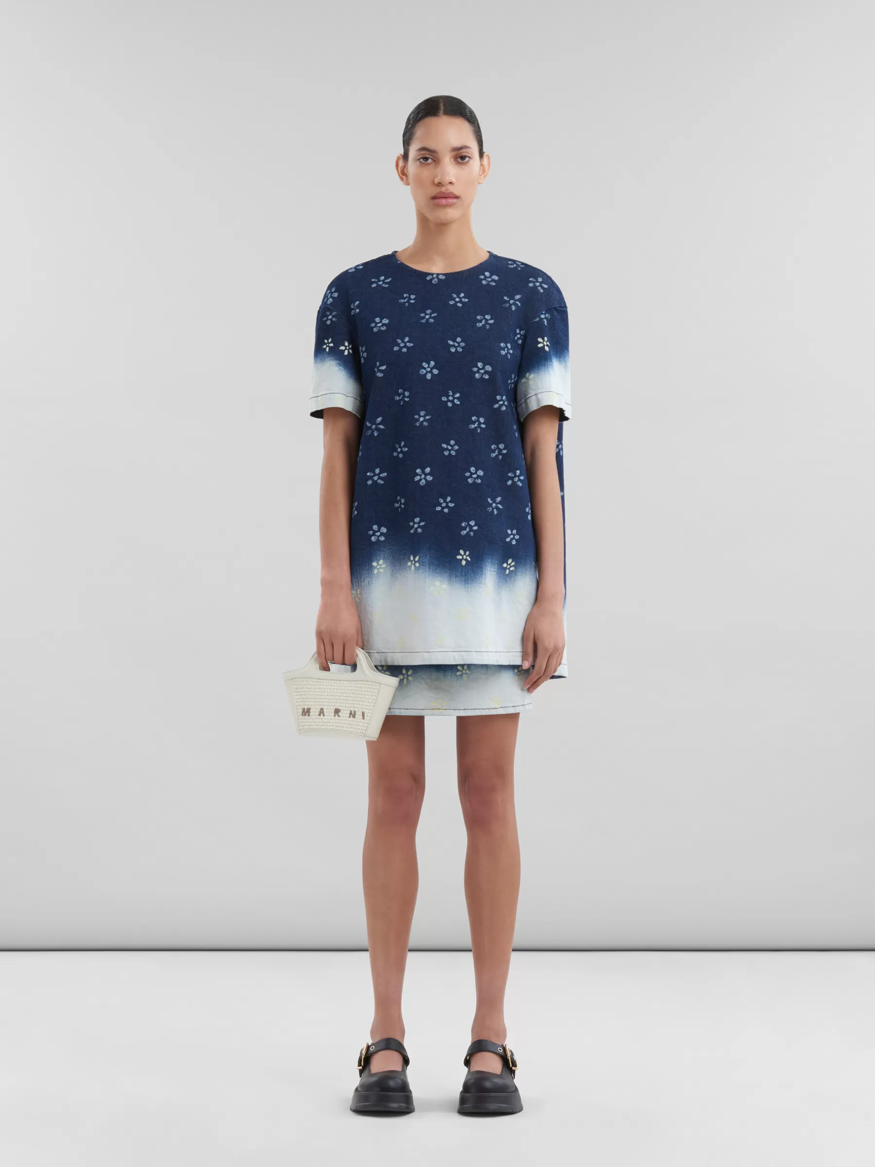 Marni Tropicalia Micro Bag In Light Blue Leather And Raffia-effect Fabric SHELL Best Sale