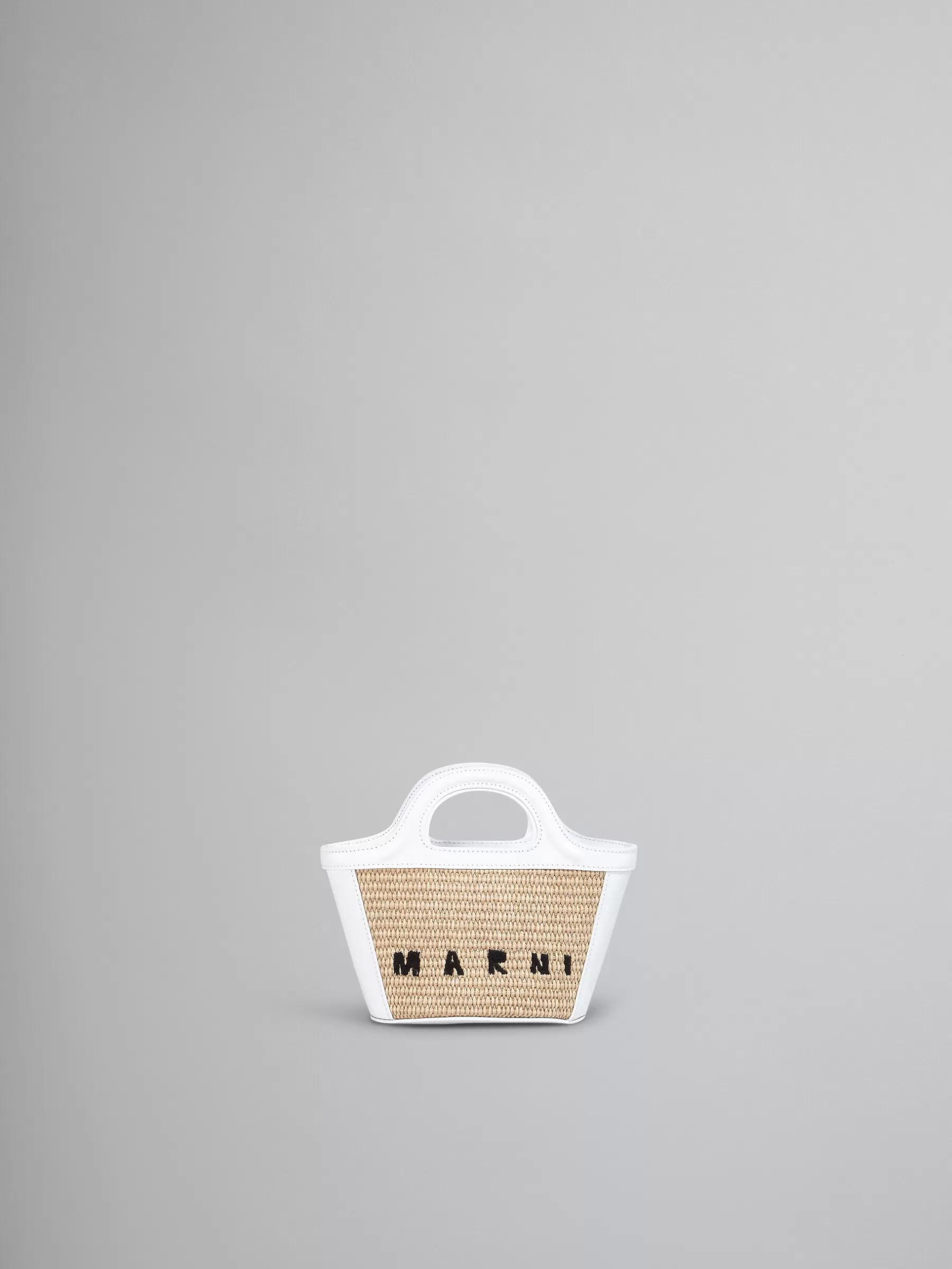 Marni Tropicalia Micro Bag In White Leather And Raffia-effect Fabric SANDSTORM/LILYWHITE Best