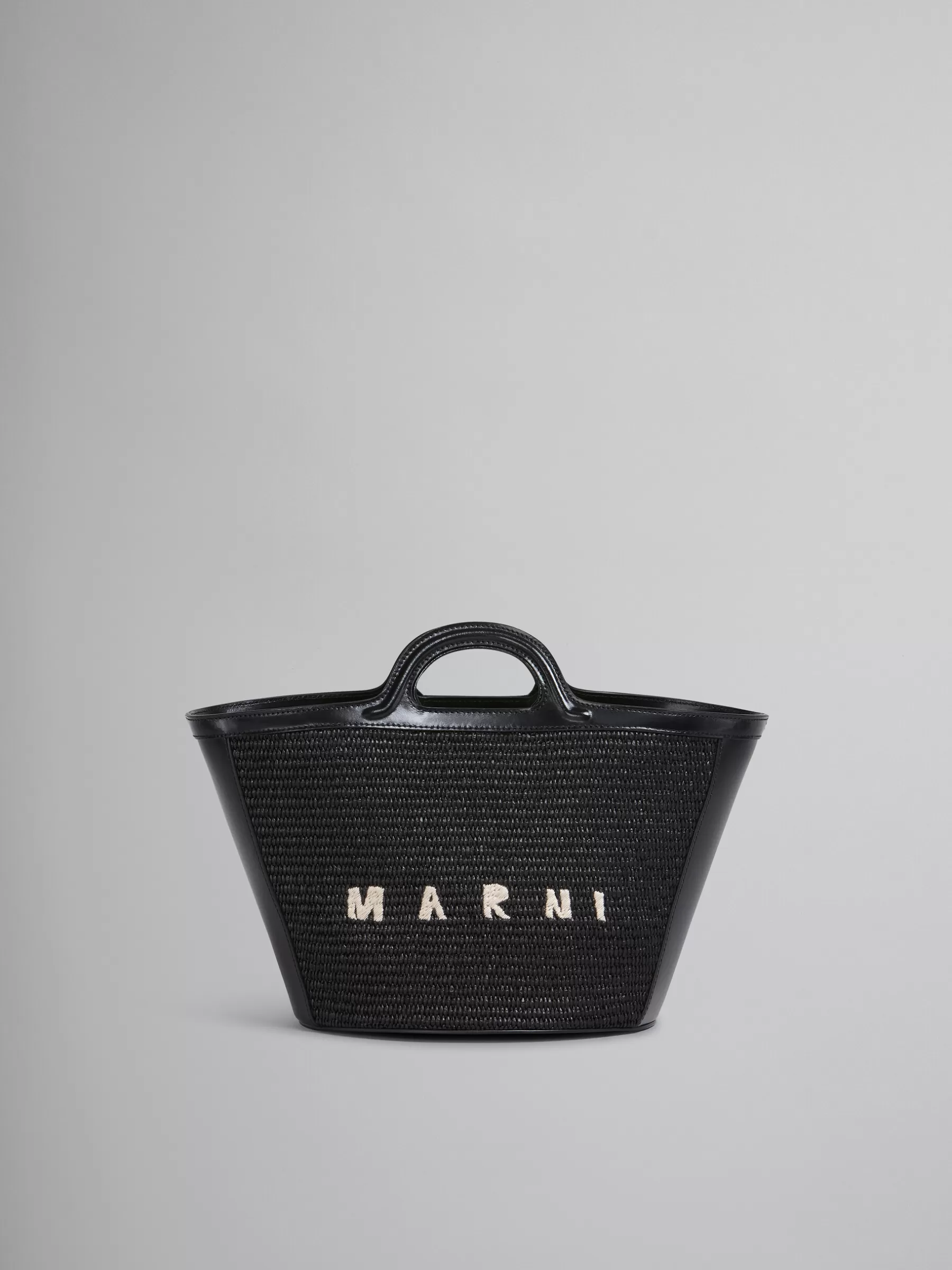 Marni Tropicalia Small Bag In Leather And Raffia-effect Fabric BLACK Fashion