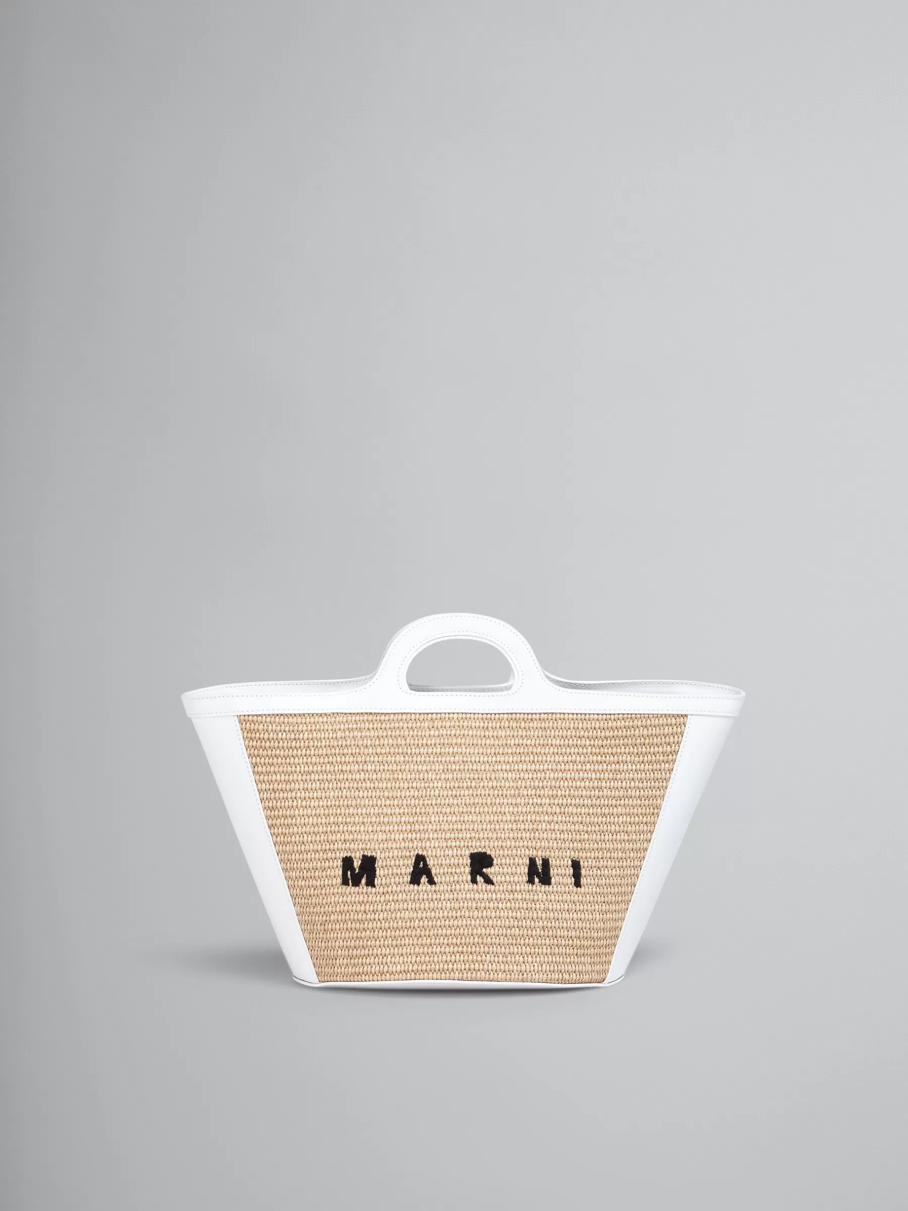 Marni Tropicalia Small Bag In White Leather And Raffia-effect Fabric SANDSTORM/LILYWHITE Cheap