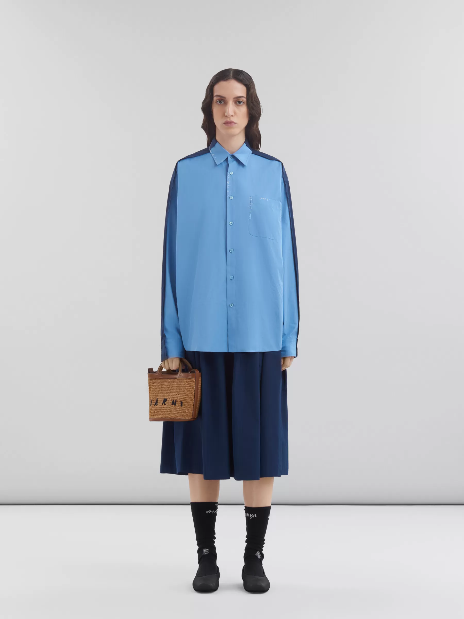 Marni Tropicalia Small Bucket Bag In Brown Leather And Raffia-effect Fabric RAWSIENNA Best