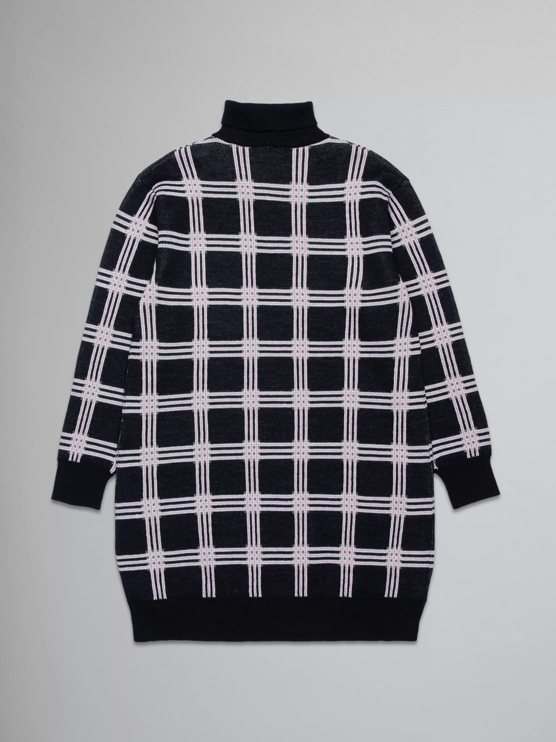 Marni Turtleneck Dress In Checked Knit BLACK Sale