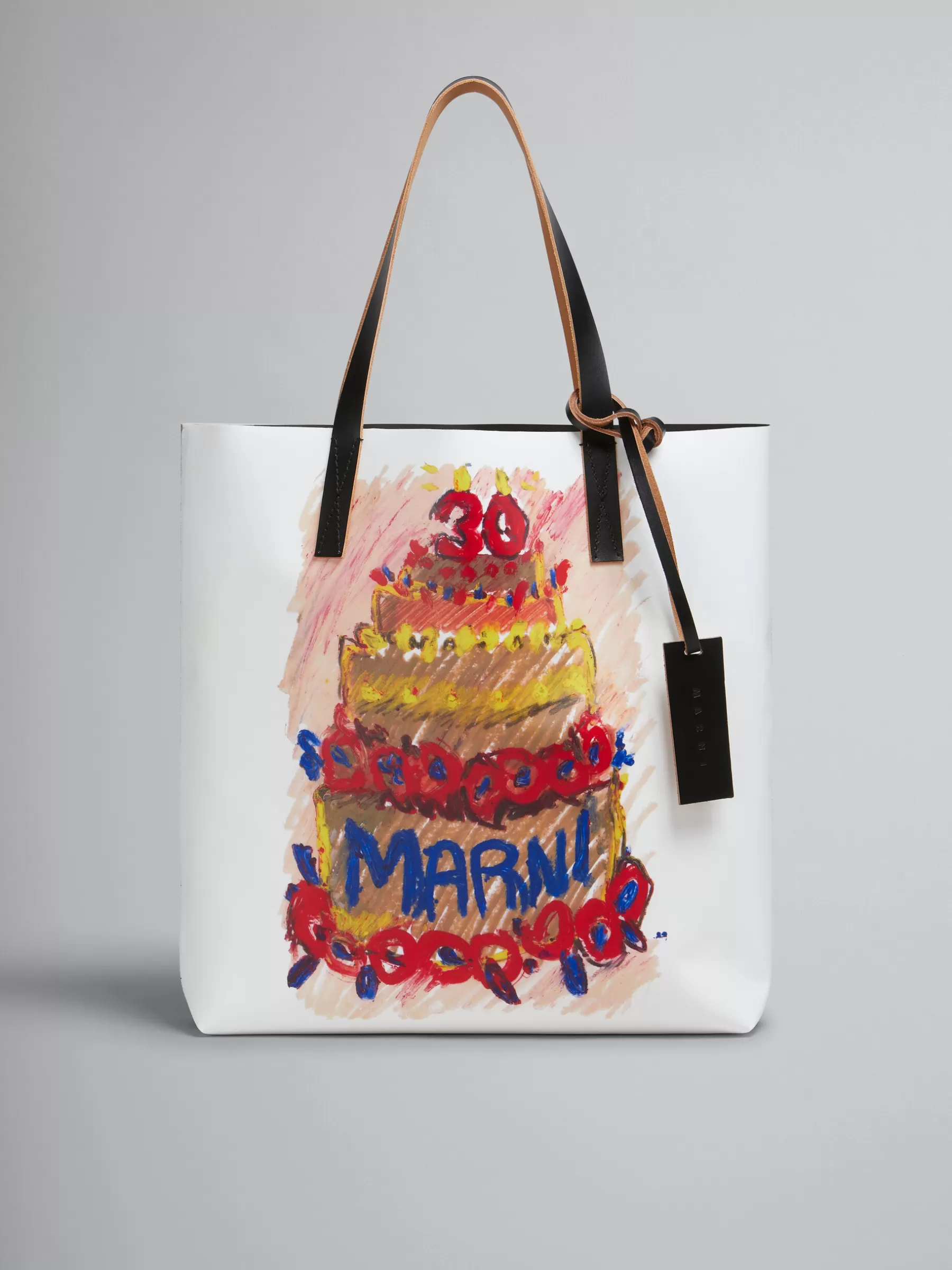 Marni Two Tone Tribeca Tote With 30th Anniversary Print PINKGUMMY Clearance