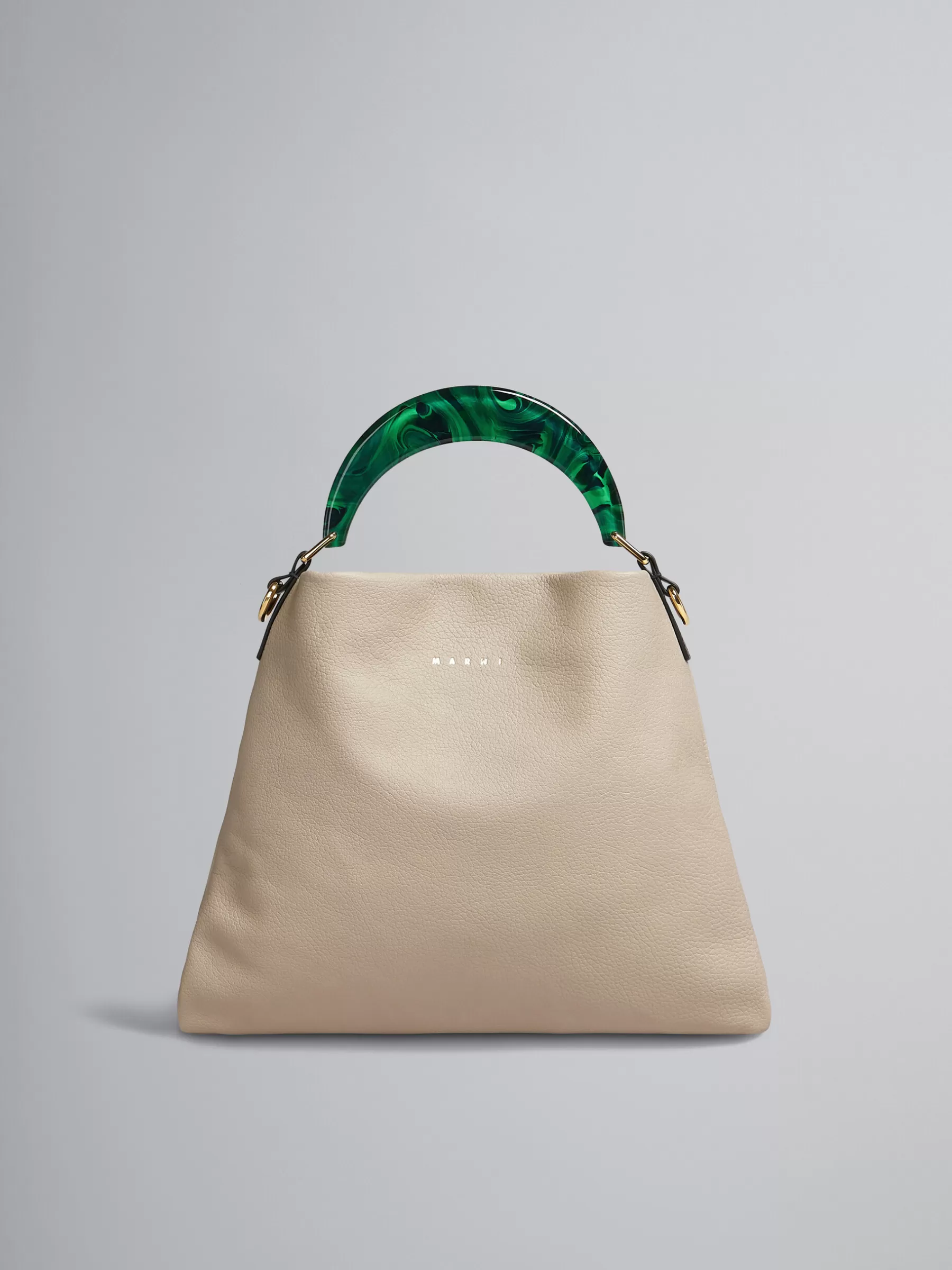 Marni Venice Small Bag In Beige Leather LIGHTCAMEL/GREEN Cheap